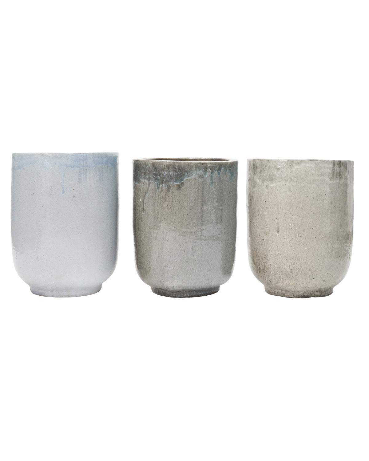 Runder grauer Pflanzentopf HDPho von House Doctor aus glasierter Tonware
