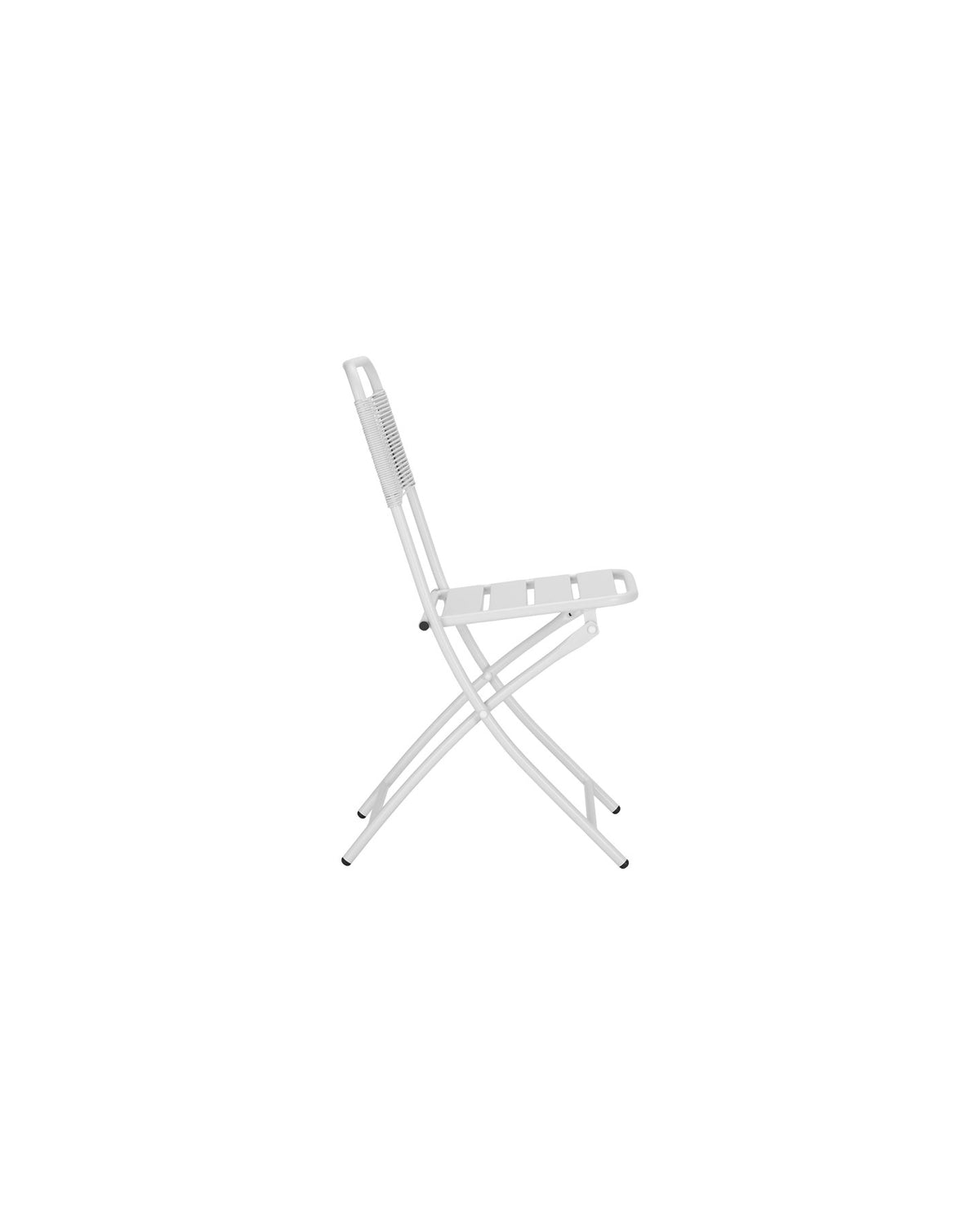 Gartentischset Café-Set HDSett in Creme von House Doctor, bestehend aus Tisch und Stuhl aus Stahl und Polypropylen im Industrial-Design.