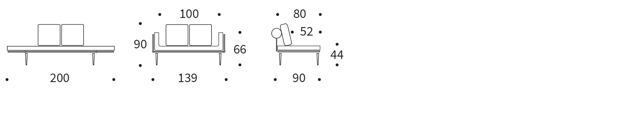 Rollo Styetto folding sofa 80 with classic frame cover