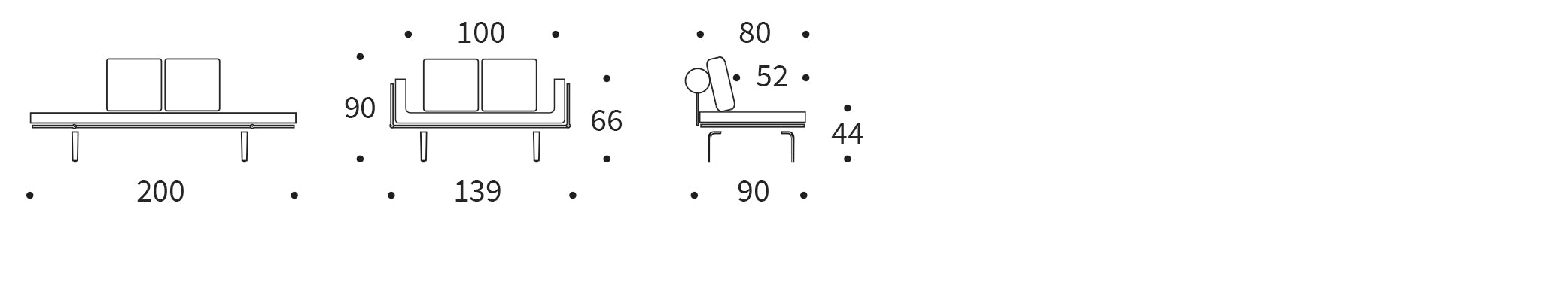 Rollo Bow folding sofa 80 with cover and frame cover Classic