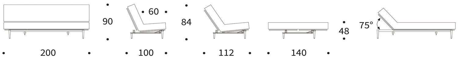 Colpus Bettsofa 140 Sharp Plus Cover Eiche schwarz mit Gestellbezug Soft Spring in 565 Twist Granite präsentiert im Onlineshop von KAQTU Design AG. Bettsofa ist von Innovation Living