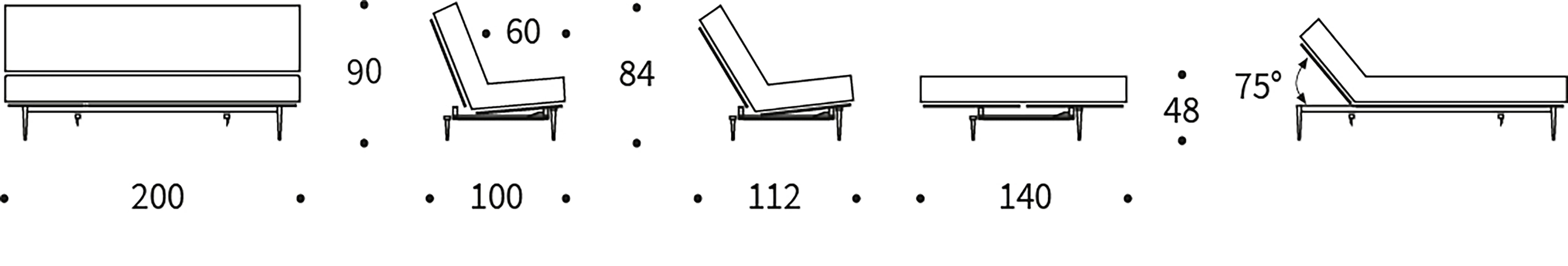Erleben Sie das Colpus Bettsofa 140 in stilvollem Nordic Eiche schwarz von Innovation Living – ideal für modernes Wohnen und erholsamen Schlaf.