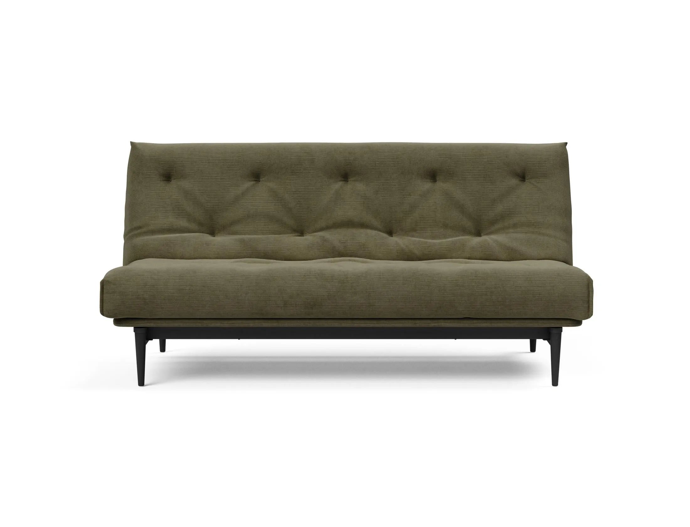 Colpus Bettsofa 140 Nordic Eiche schwarz mit Gestellbezug Soft Spring in 316 Cordufine Pine Green präsentiert im Onlineshop von KAQTU Design AG. Bettsofa ist von Innovation Living