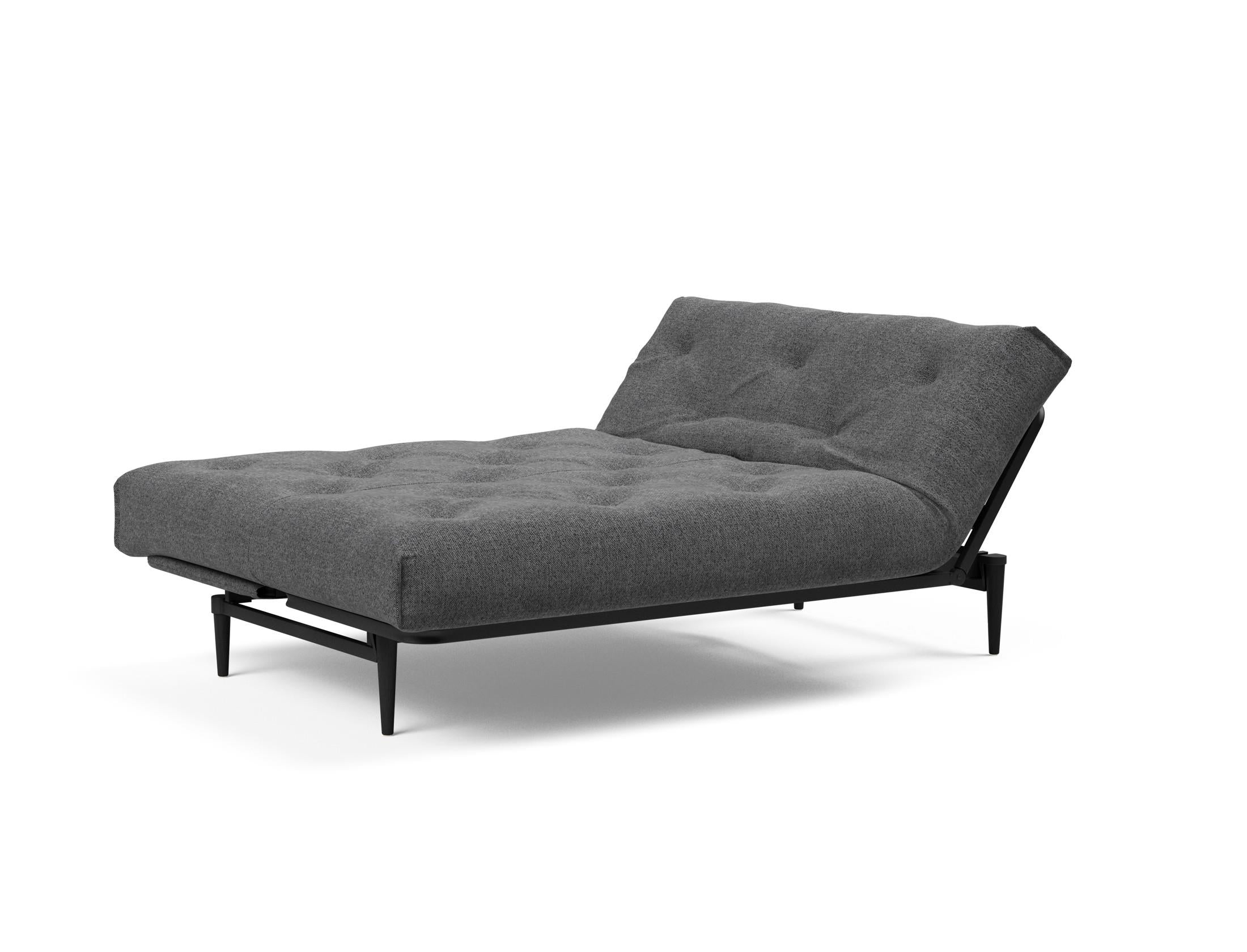 Erleben Sie das stilvolle Colpus Bettsofa 140 in Nordic Eiche schwarz von Innovation Living – ideal für gemütliche Nächte und elegantes Wohnen.