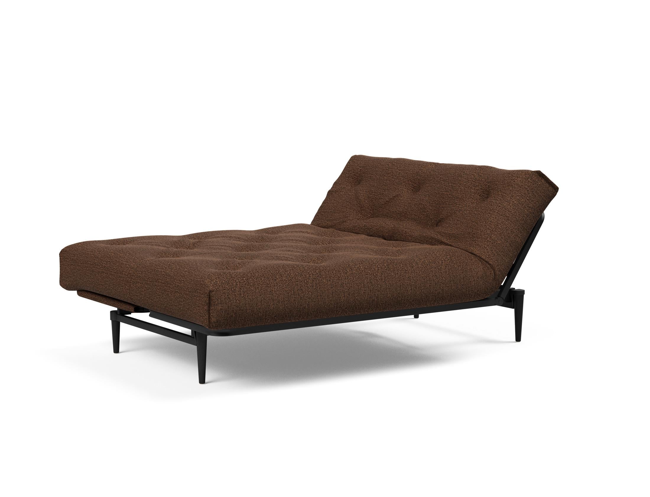 Erleben Sie das stilvolle Colpus Bettsofa 140 in Nordic Eiche schwarz von Innovation Living – ideal für gemütliche Nächte und elegantes Wohnen.