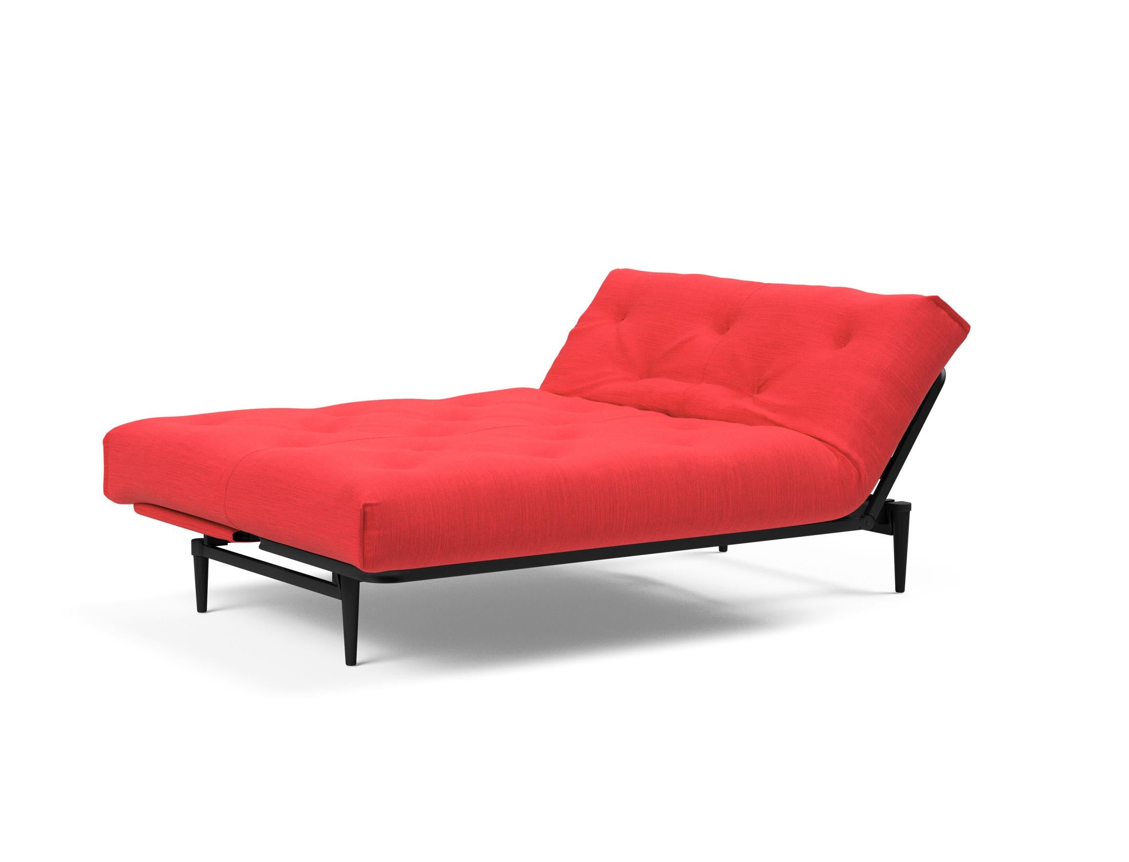 Erleben Sie das stilvolle Colpus Bettsofa 140 in Nordic Eiche schwarz von Innovation Living – ideal für gemütliche Nächte und elegantes Wohnen.