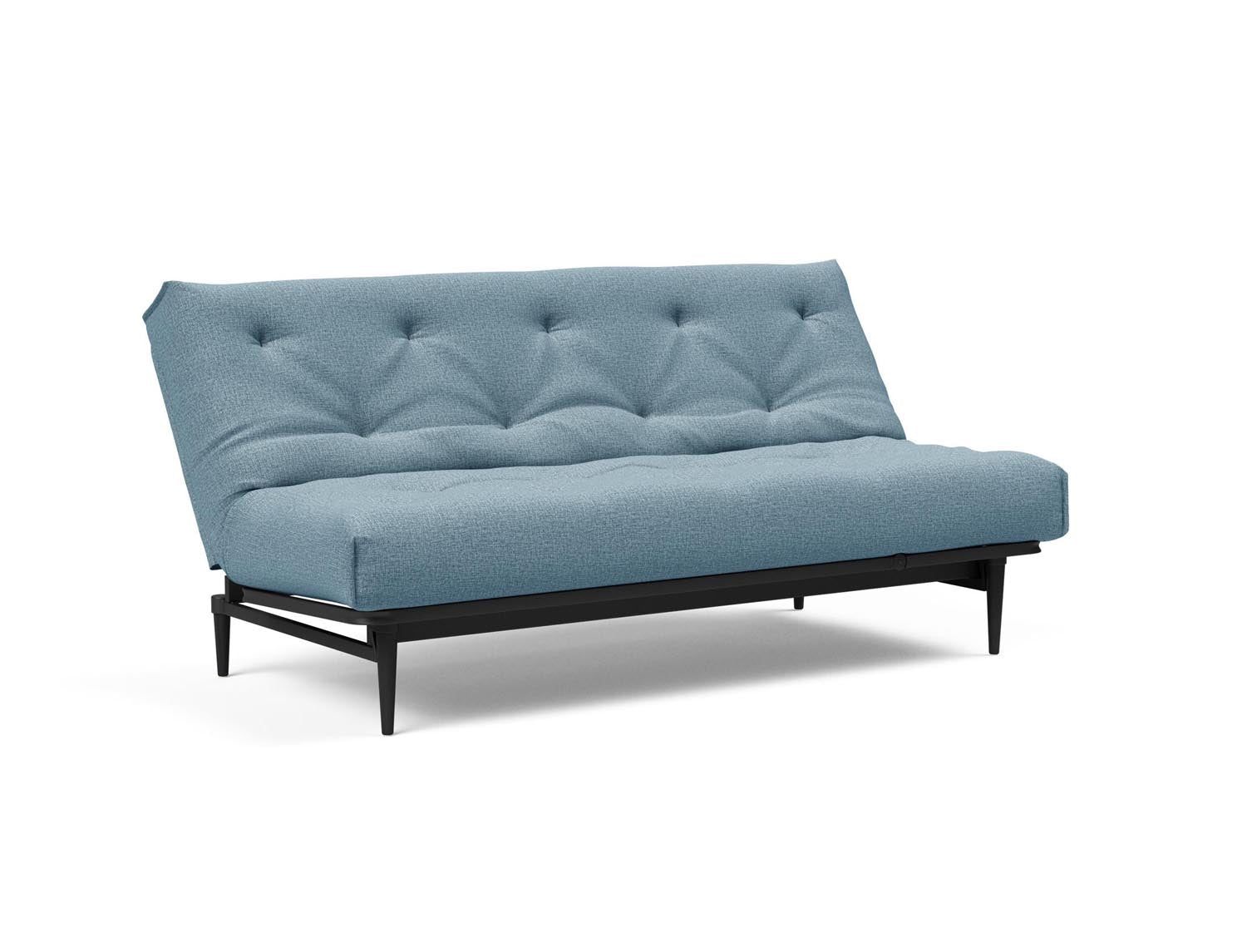 Erleben Sie das stilvolle Colpus Bettsofa 140 in Nordic Eiche schwarz von Innovation Living – ideal für gemütliche Nächte und elegantes Wohnen.