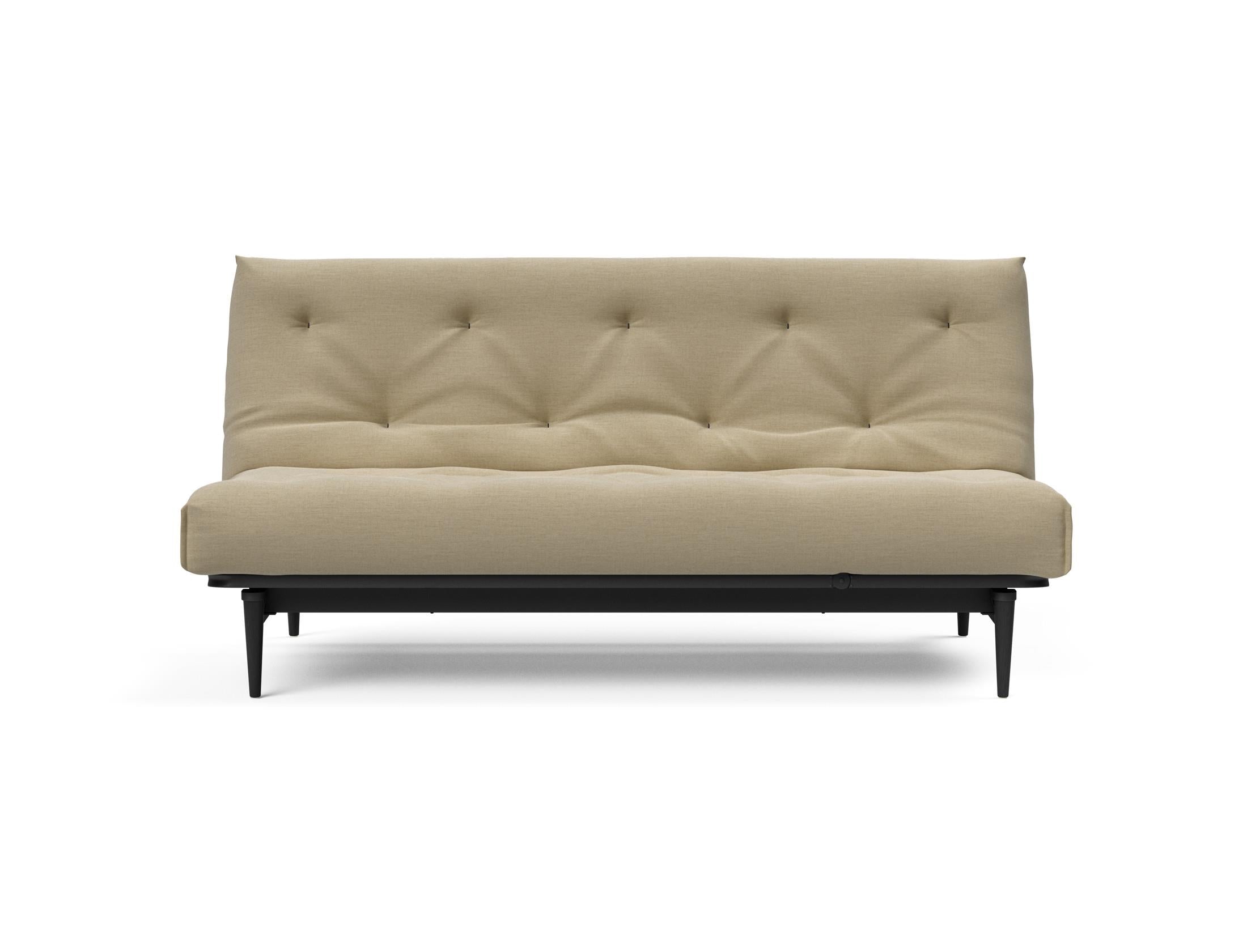 Erleben Sie das stilvolle Colpus Bettsofa 140 in Nordic Eiche schwarz von Innovation Living – ideal für gemütliche Nächte und elegantes Wohnen.