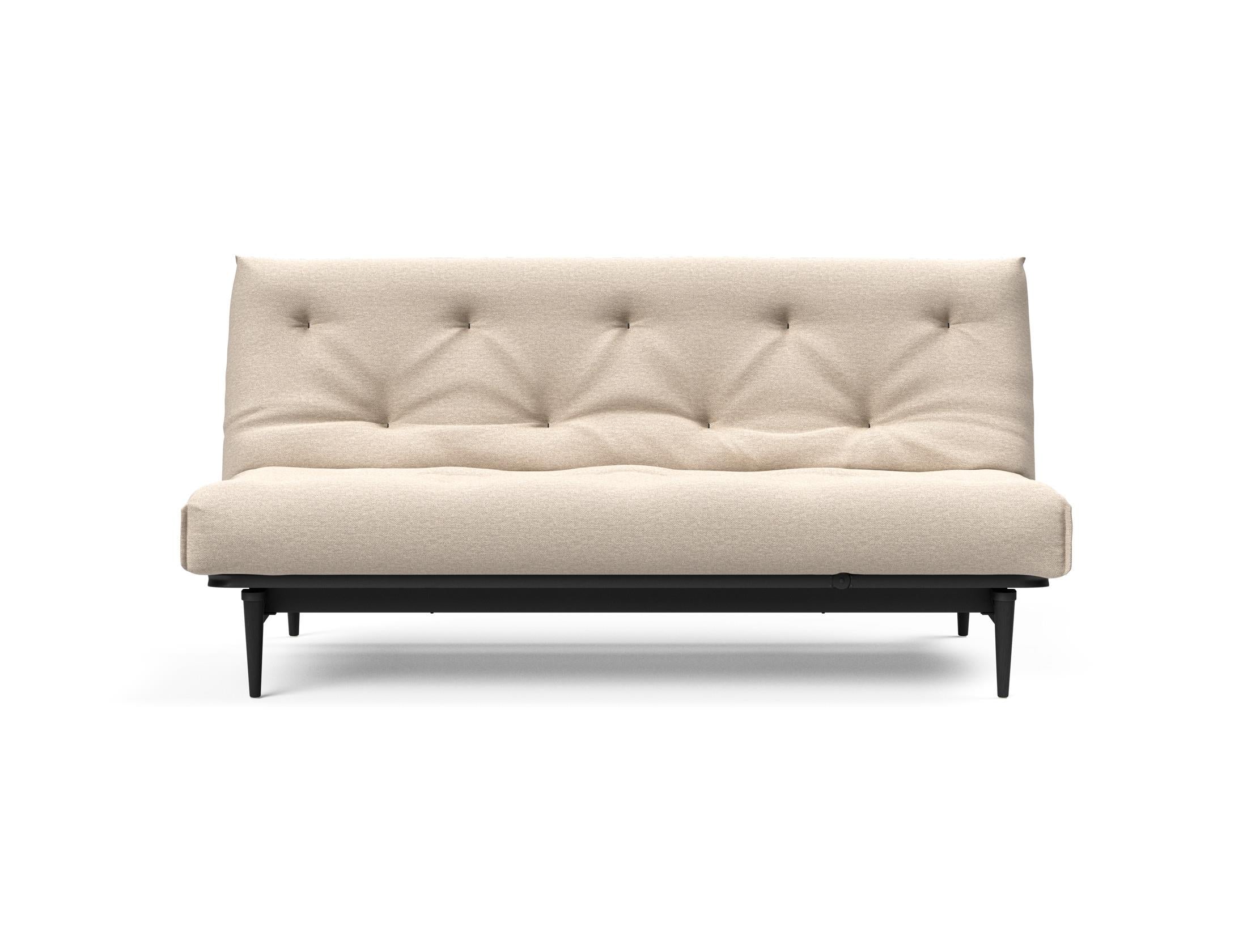 Erleben Sie das stilvolle Colpus Bettsofa 140 in Nordic Eiche schwarz von Innovation Living – ideal für gemütliche Nächte und elegantes Wohnen.