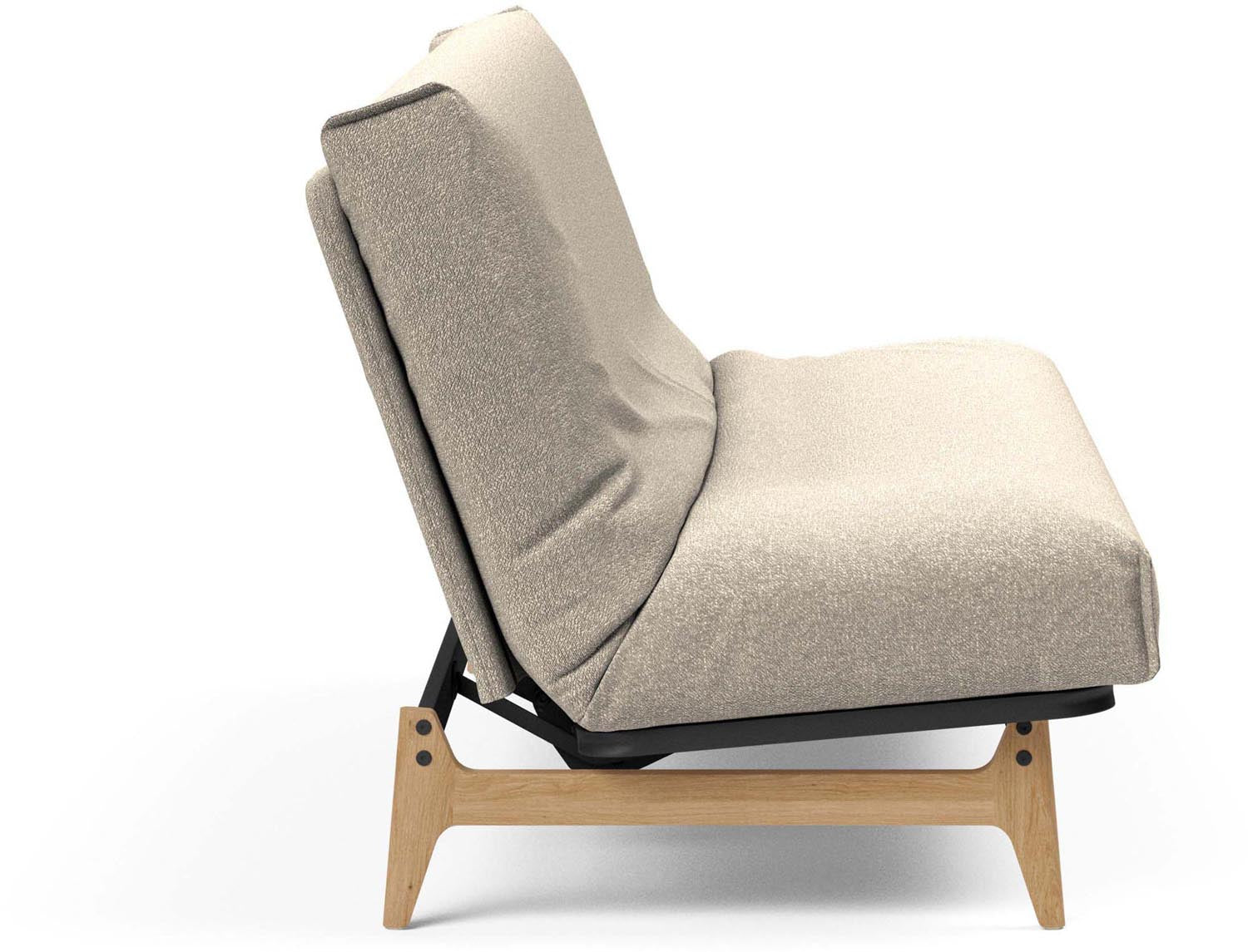Erleben Sie das Aslak 140 Bettsofa von Innovation Living – modernes skandinavisches Design, flexibel einsetzbar und mit robustem Nordic Cover aus Latex.