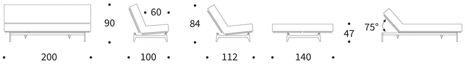 Das Aslak 140 Bettsofa Nordic von Innovation Living vereint skandinavische Eleganz mit Funktionalität – ideal für jeden Wohnraum.