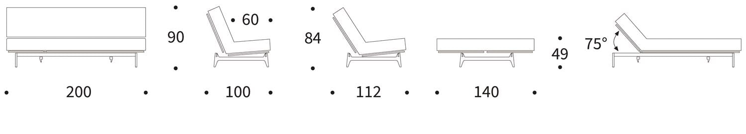 Erleben Sie das Aslak 140 Bettsofa von Innovation Living – modernes skandinavisches Design, flexibel einsetzbar und mit robustem Nordic Cover aus Latex.