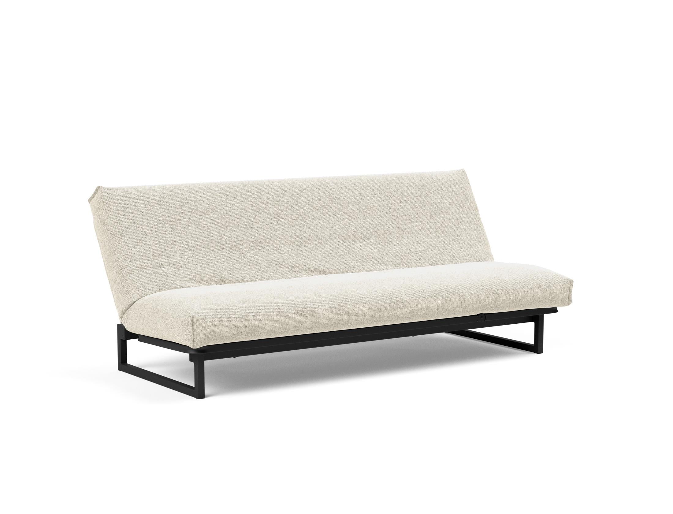 Fraction 120 Bettsofa Nordic Cover: modernes, multifunktionales Sofa mit komfortabler Soft Spring-Matratze, ideal für kleine Räume und Übernachtungsgäste.