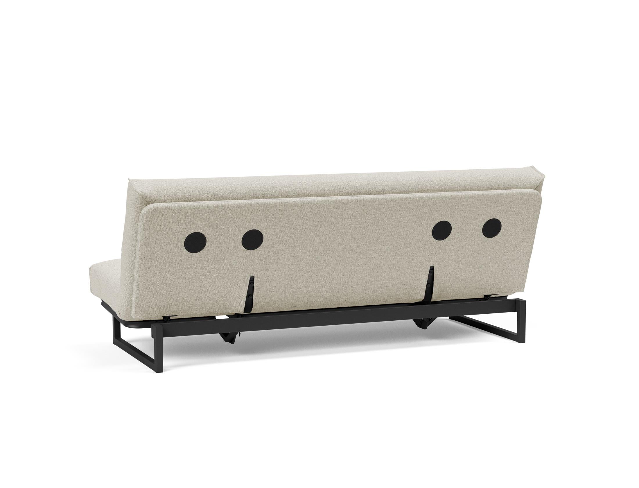 Fraction 120 Bettsofa Nordic Cover: modernes, multifunktionales Sofa mit komfortabler Soft Spring-Matratze, ideal für kleine Räume und Übernachtungsgäste.