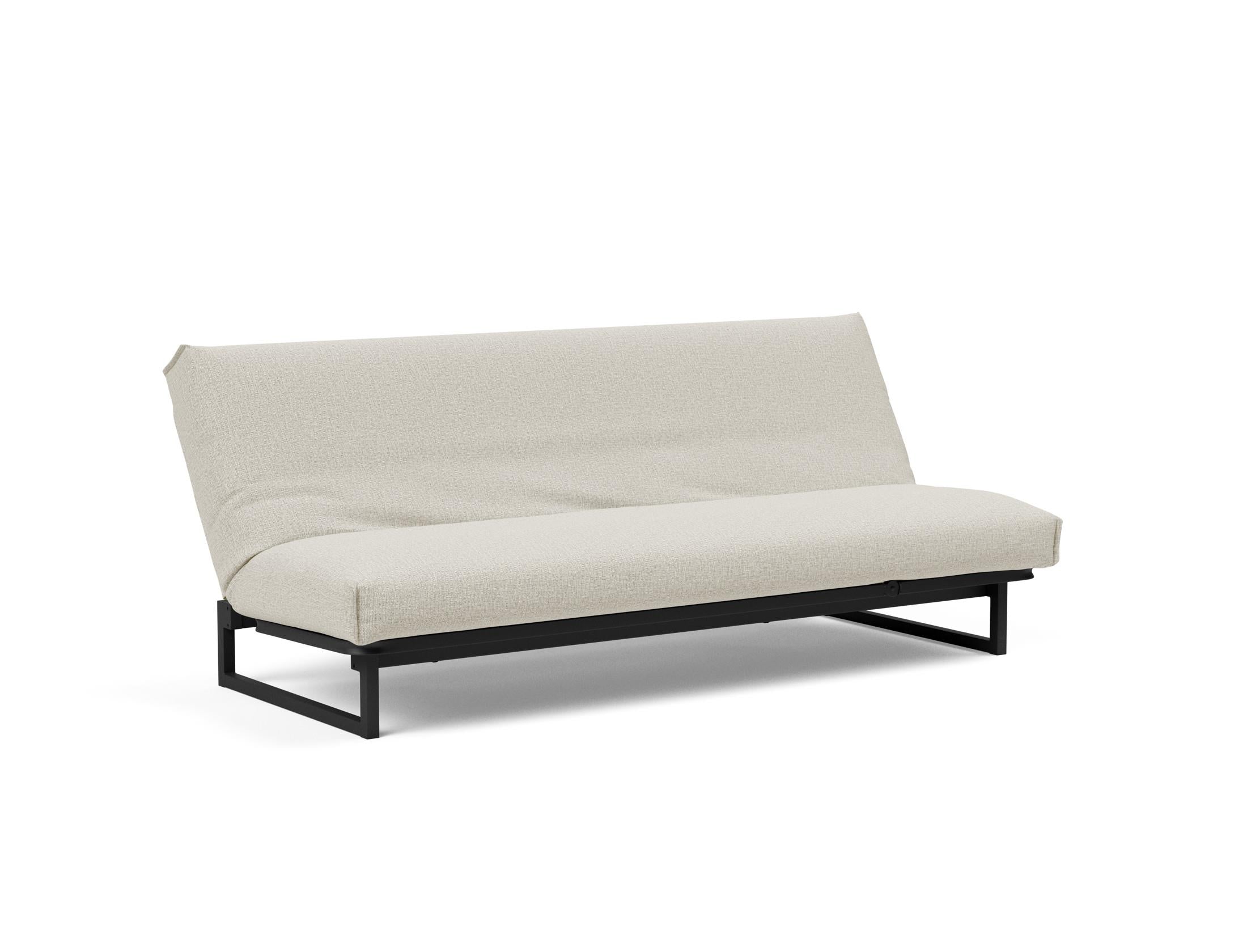 Fraction 120 Bettsofa Nordic Cover: stilvolles, platzsparendes Sofa mit bequemer Soft Spring-Matratze, perfekt für Gäste und kleine Wohnungen.