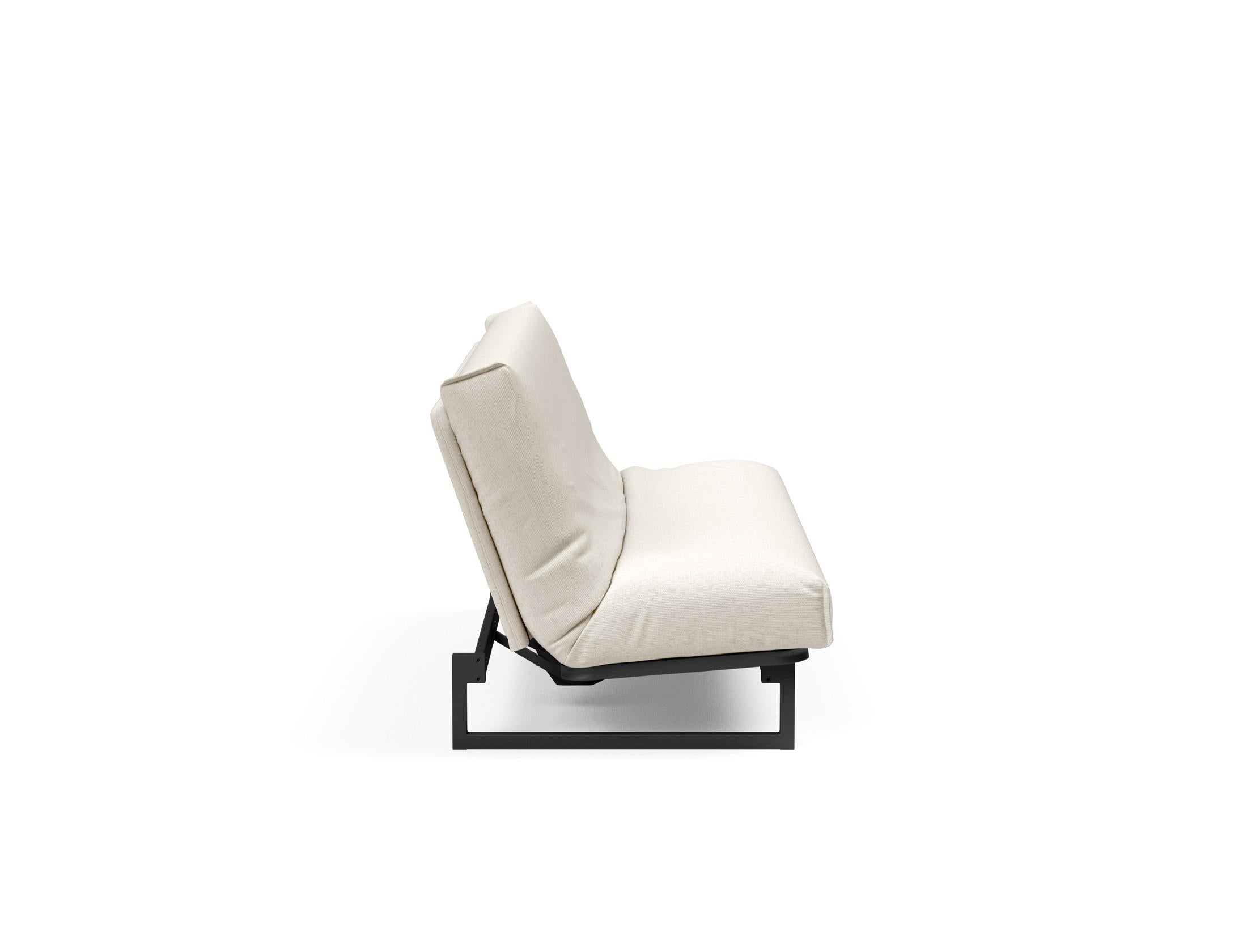 Fraction 120 Bettsofa Nordic Cover: modernes, multifunktionales Sofa mit komfortabler Soft Spring-Matratze, ideal für kleine Räume und Übernachtungsgäste.
