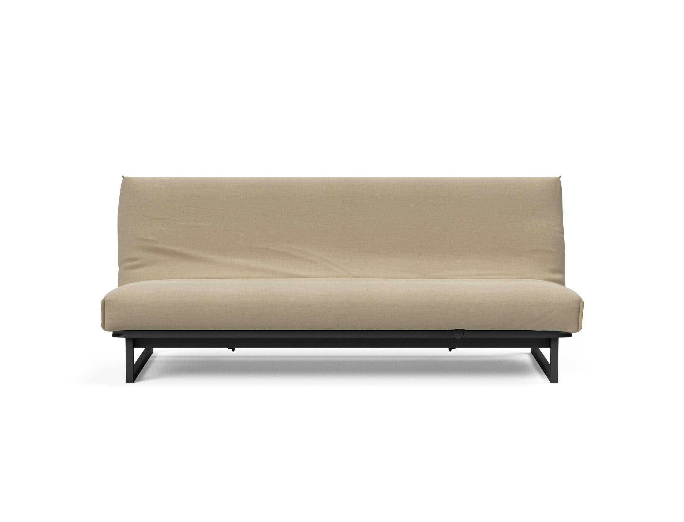Fraction 120 Bettsofa Nordic Cover: stilvolles, platzsparendes Sofa mit bequemer Soft Spring-Matratze, perfekt für Gäste und kleine Wohnungen.