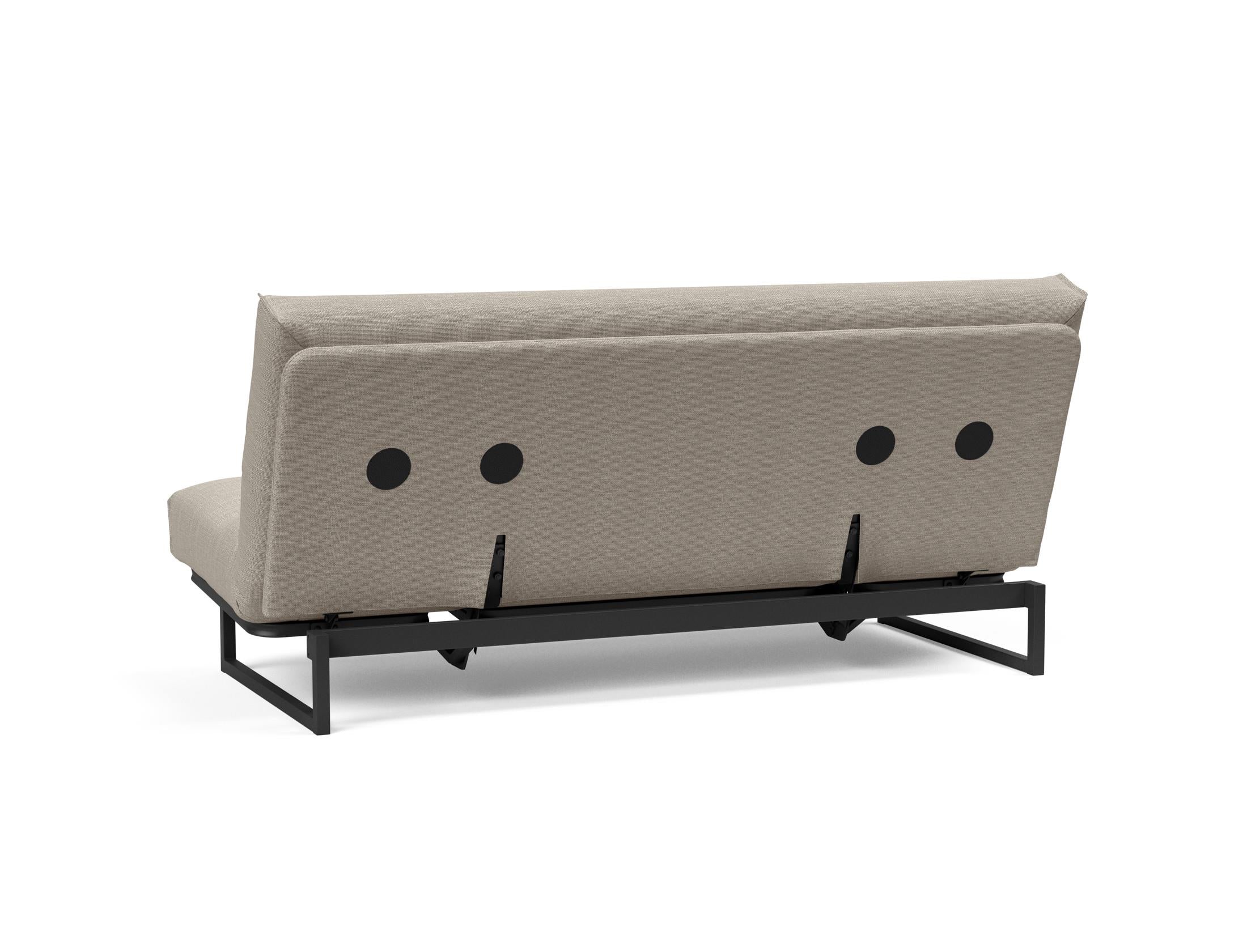Entdecken Sie das Fraction 140 Bettsofa mit Nordic Cover von Innovation Living: stilvolles Design, komfortable Soft Spring-Matratze, ideal für kompakte Wohnräume.