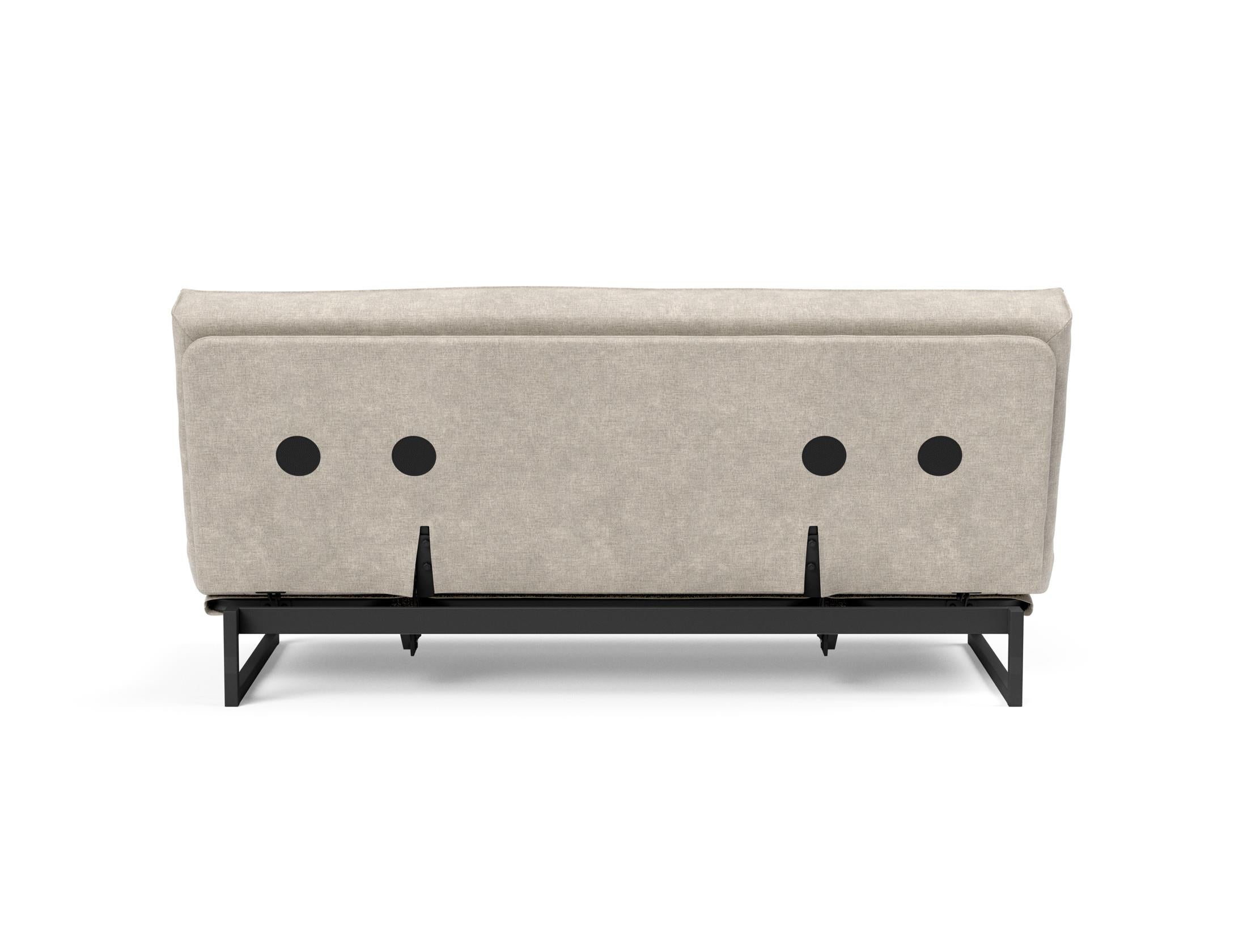 Fraction 140 Bettsofa Sharp Plus: modernes Design mit Soft Spring Bezug, ideal für flexible Wohnräume und gemütliche Schlafgelegenheiten.