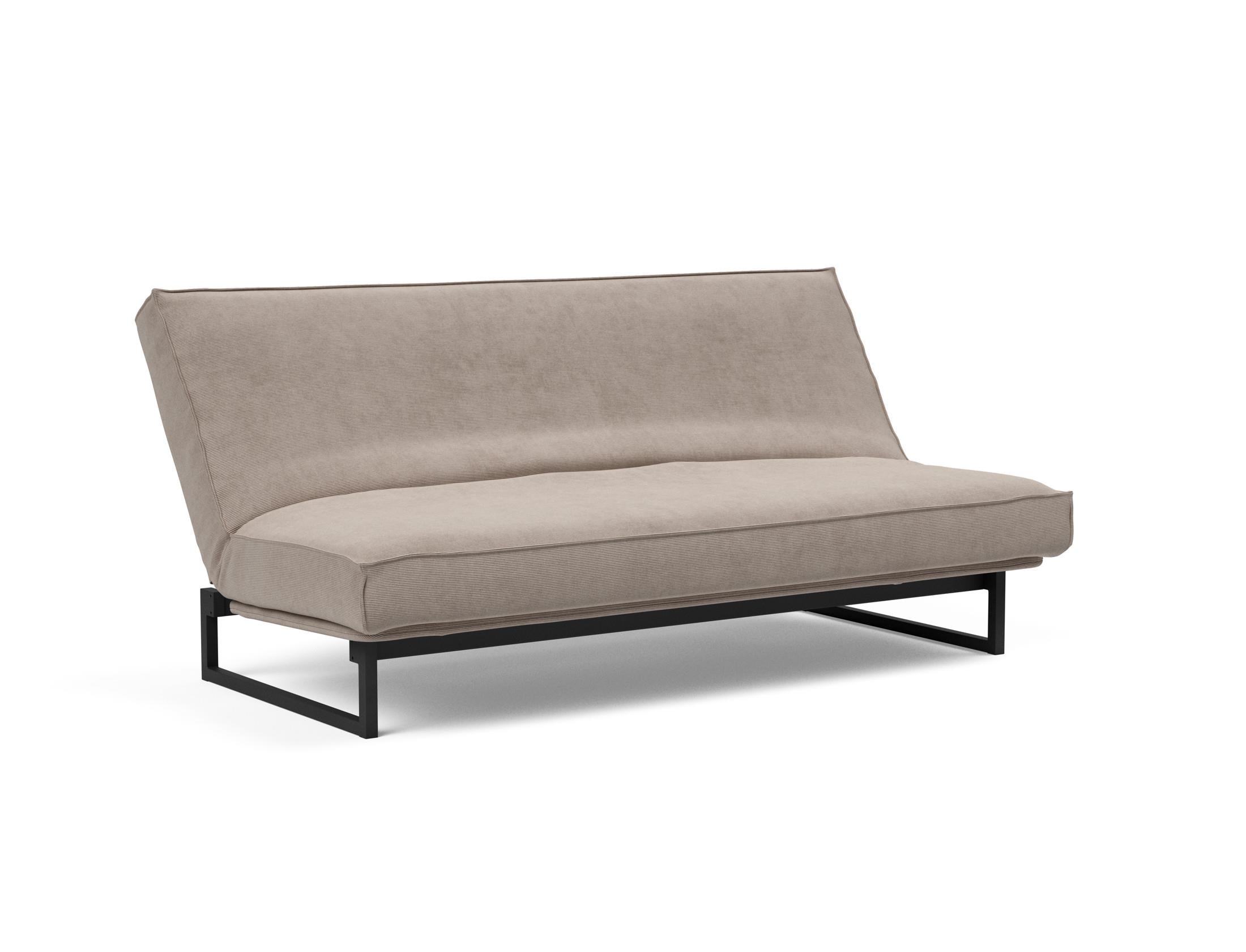 Fraction 140 Bettsofa Sharp Plus: modernes Design mit Soft Spring Bezug, ideal für flexible Wohnräume und gemütliche Schlafgelegenheiten.