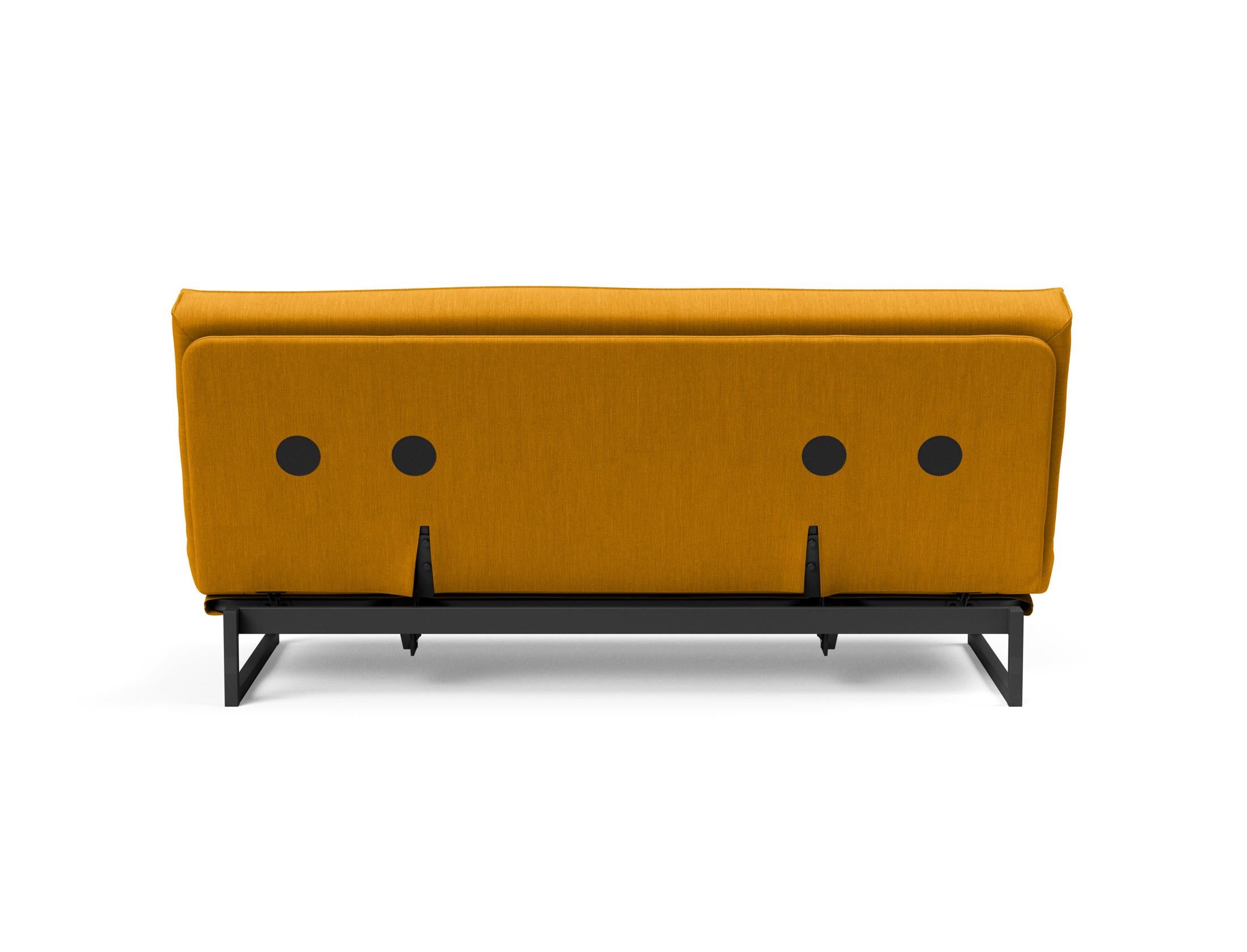 Fraction 140 Bettsofa Sharp Plus: modernes Design mit Soft Spring Bezug, ideal für flexible Wohnräume und gemütliche Schlafgelegenheiten.