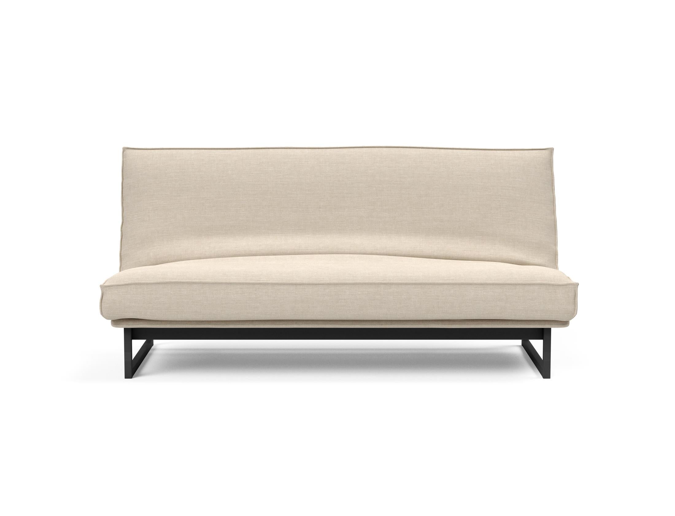 Fraction 140 Bettsofa Sharp Plus: modernes Design mit Soft Spring Bezug, ideal für flexible Wohnräume und gemütliche Schlafgelegenheiten.