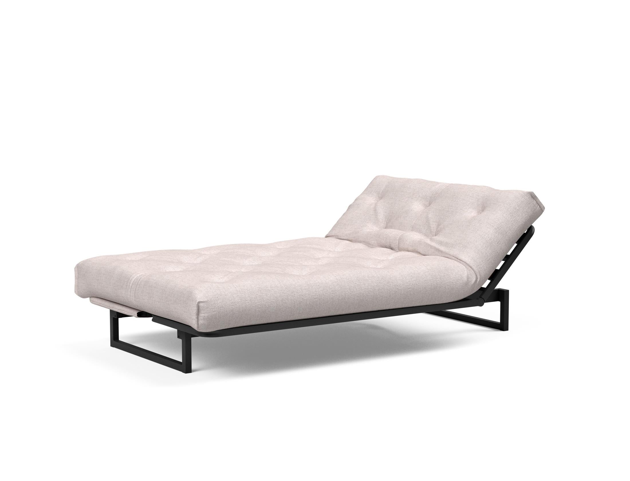 Fraction 120 Bettsofa Nordic Soft Spring: stilvolles skandinavisches Sofa, perfekt für kleine Wohnungen, vereint Komfort und Funktionalität für entspannte Nächte.