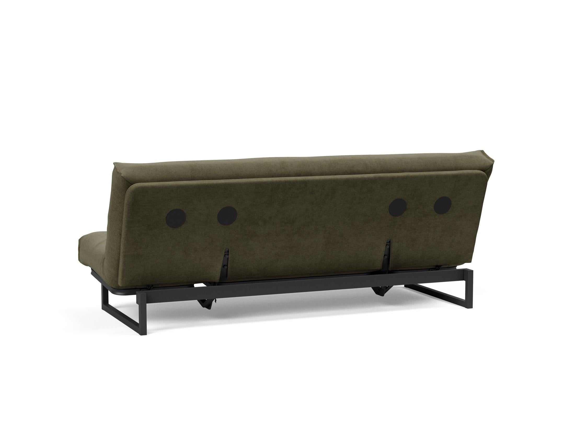 Fraction 120 Bettsofa Nordic Soft Spring: modernes skandinavisches Design, ideal für kompakte Räume, bietet hohen Sitzkomfort und eine praktische Schlafgelegenheit.