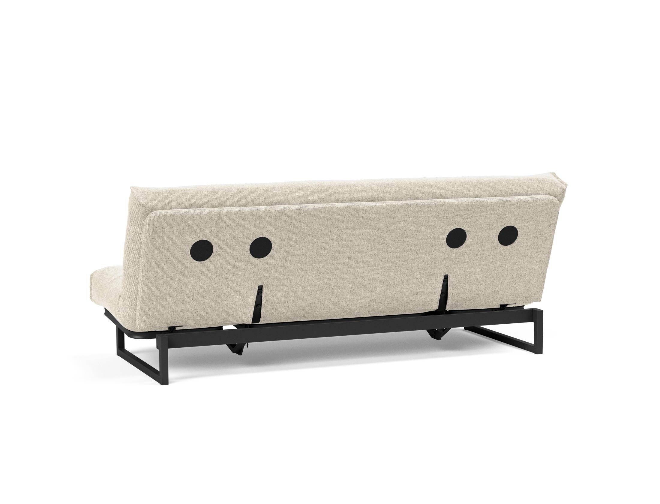 Fraction 120 Bettsofa Nordic Soft Spring: modernes skandinavisches Design, ideal für kompakte Räume, bietet hohen Sitzkomfort und eine praktische Schlafgelegenheit.