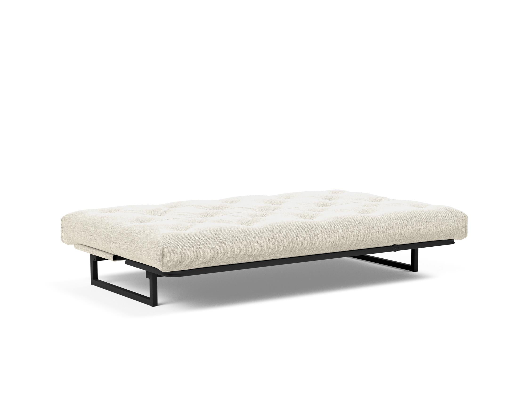 Fraction 120 Bettsofa Nordic Soft Spring: stilvolles skandinavisches Sofa, perfekt für kleine Wohnungen, vereint Komfort und Funktionalität für entspannte Nächte.