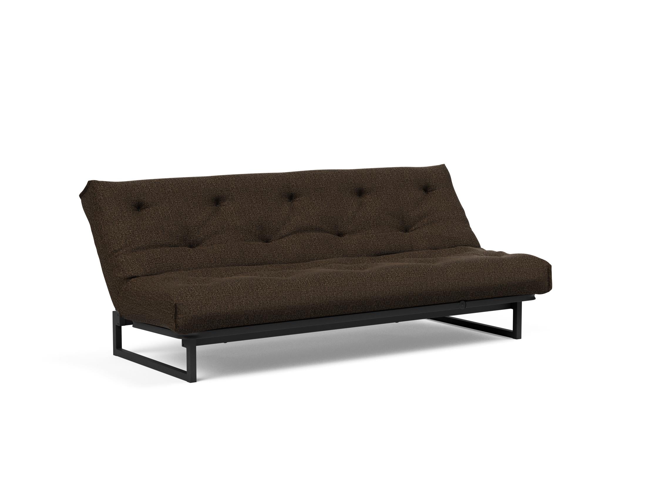 Fraction 120 Bettsofa Nordic Soft Spring: stilvolles skandinavisches Sofa, perfekt für kleine Wohnungen, vereint Komfort und Funktionalität für entspannte Nächte.