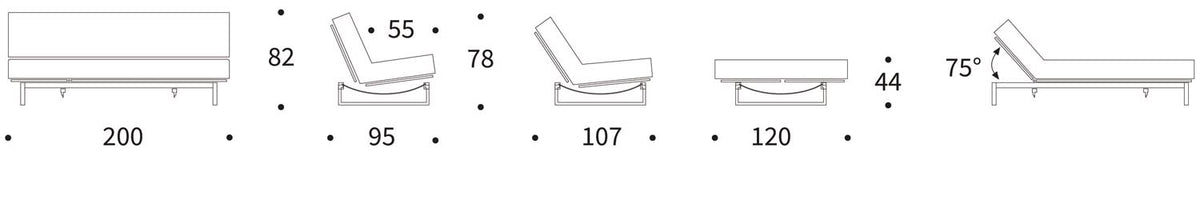 Fraction 120 Bettsofa Nordic mit Gestellbezug Soft Spring in 575 Vivus Dusty Olive präsentiert im Onlineshop von KAQTU Design AG. Bettsofa ist von Innovation Living