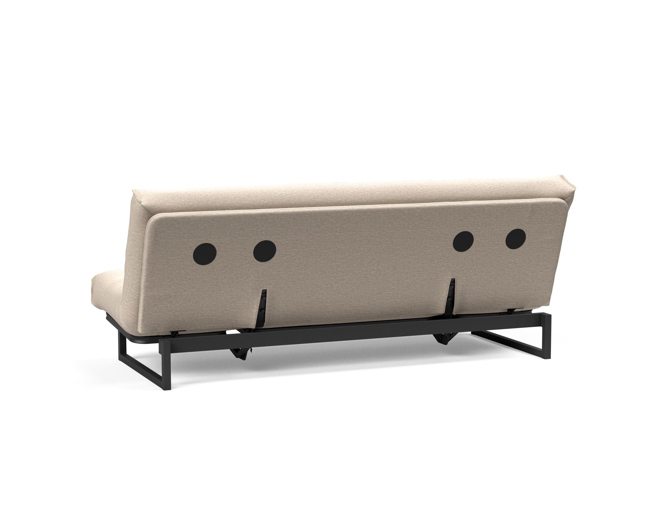 Fraction 120 Bettsofa Nordic Soft Spring: stilvolles skandinavisches Sofa, perfekt für kleine Wohnungen, vereint Komfort und Funktionalität für entspannte Nächte.