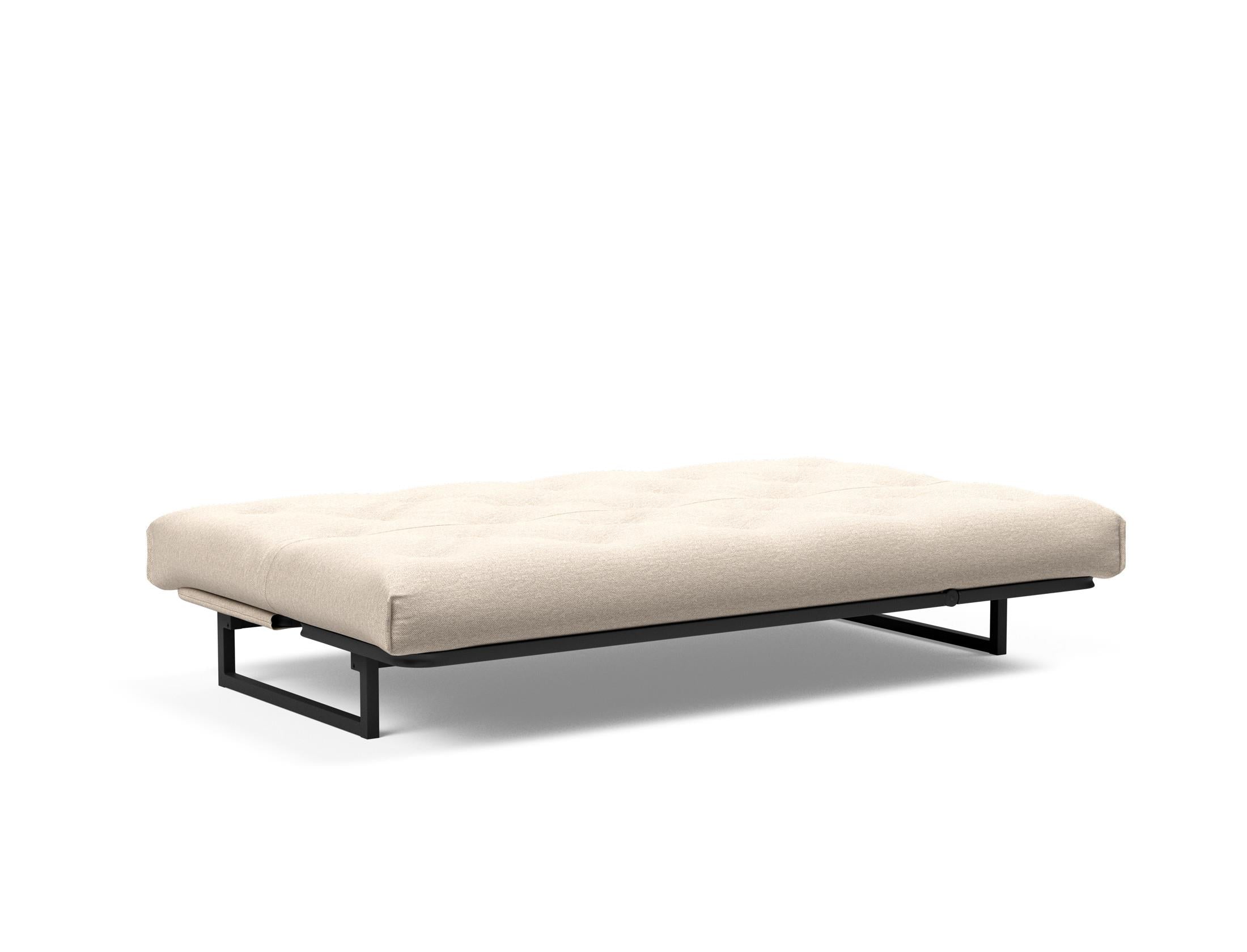 Fraction 120 Bettsofa Nordic Soft Spring: modernes skandinavisches Design, ideal für kompakte Räume, bietet hohen Sitzkomfort und eine praktische Schlafgelegenheit.