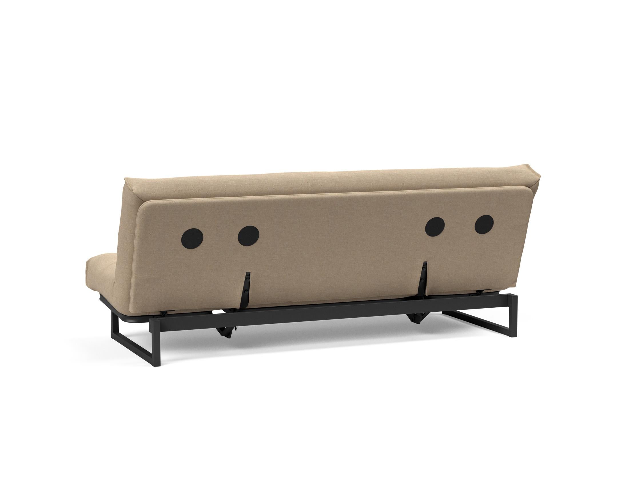 Fraction 120 Bettsofa Nordic Soft Spring: stilvolles skandinavisches Sofa, perfekt für kleine Wohnungen, vereint Komfort und Funktionalität für entspannte Nächte.