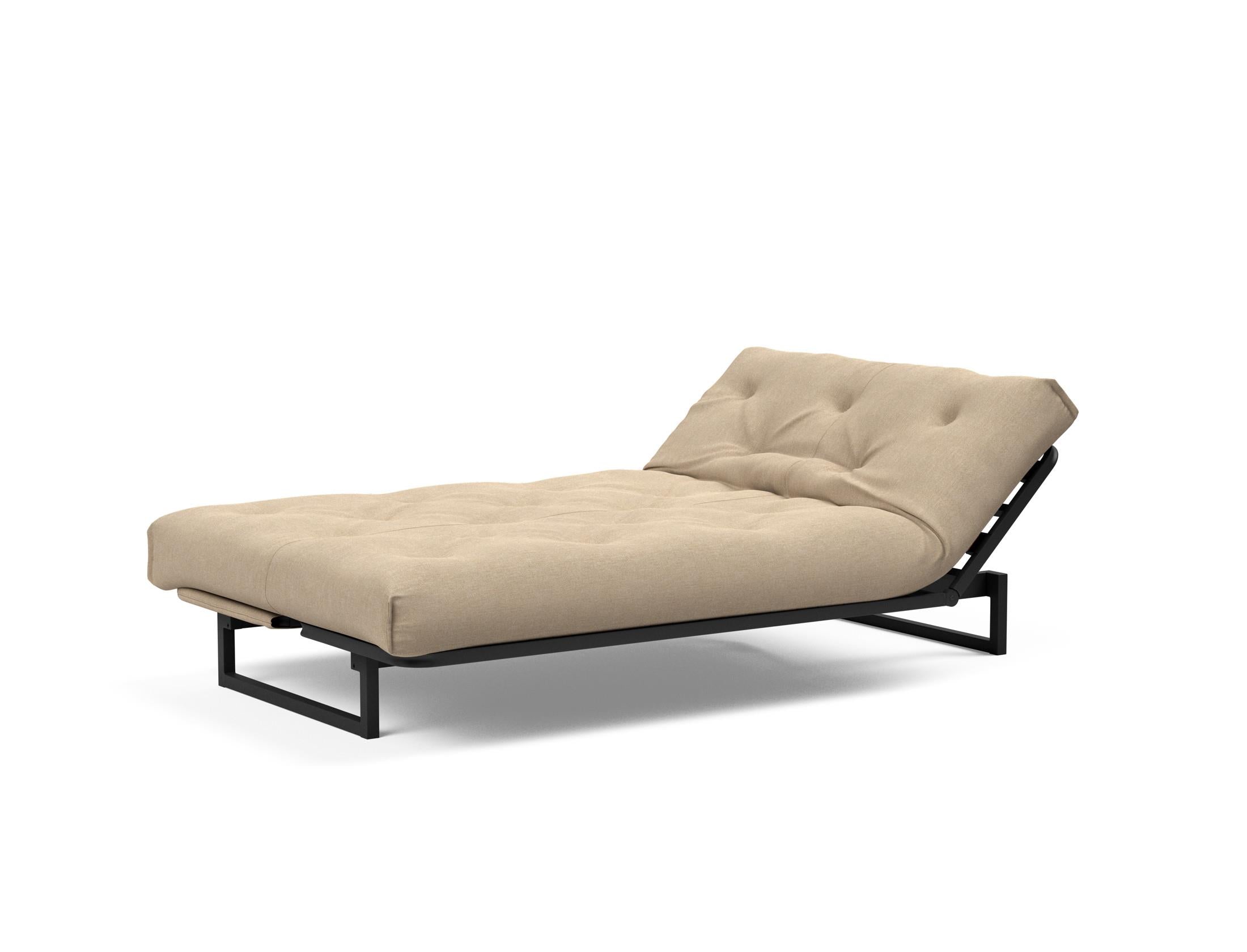 Fraction 120 Bettsofa Nordic Soft Spring: stilvolles skandinavisches Sofa, perfekt für kleine Wohnungen, vereint Komfort und Funktionalität für entspannte Nächte.