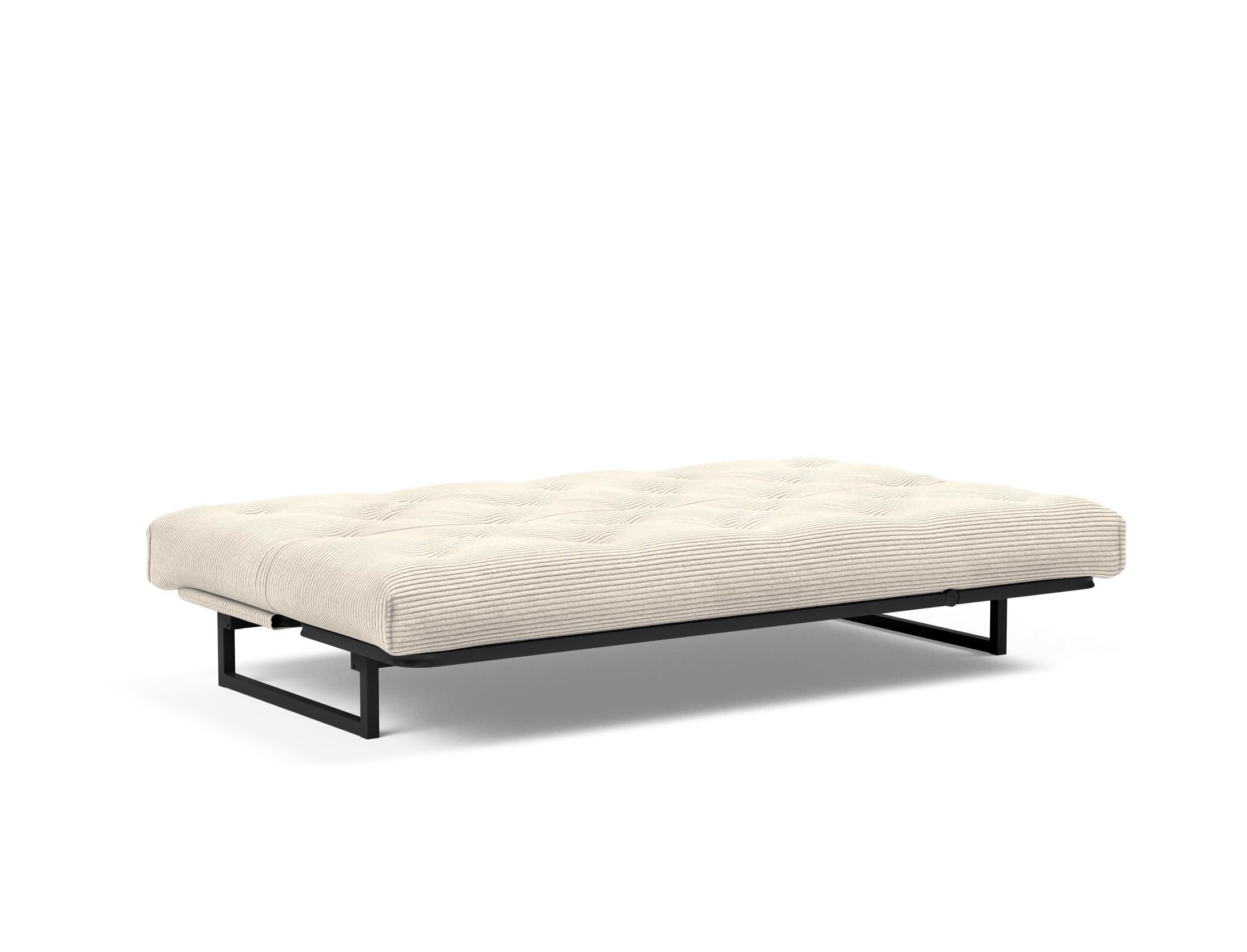 Fraction 120 Bettsofa Nordic Soft Spring: modernes skandinavisches Design, ideal für kompakte Räume, bietet hohen Sitzkomfort und eine praktische Schlafgelegenheit.