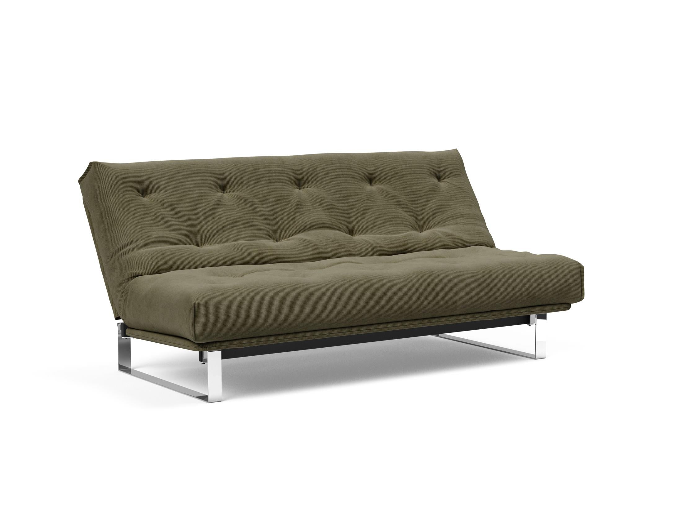 Entdecken Sie das Minimum Bettsofa 140 Nordic von Innovation Living: stilvolles Design, komfortable Soft Spring Matratze, perfekt für kompakte Wohnräume.