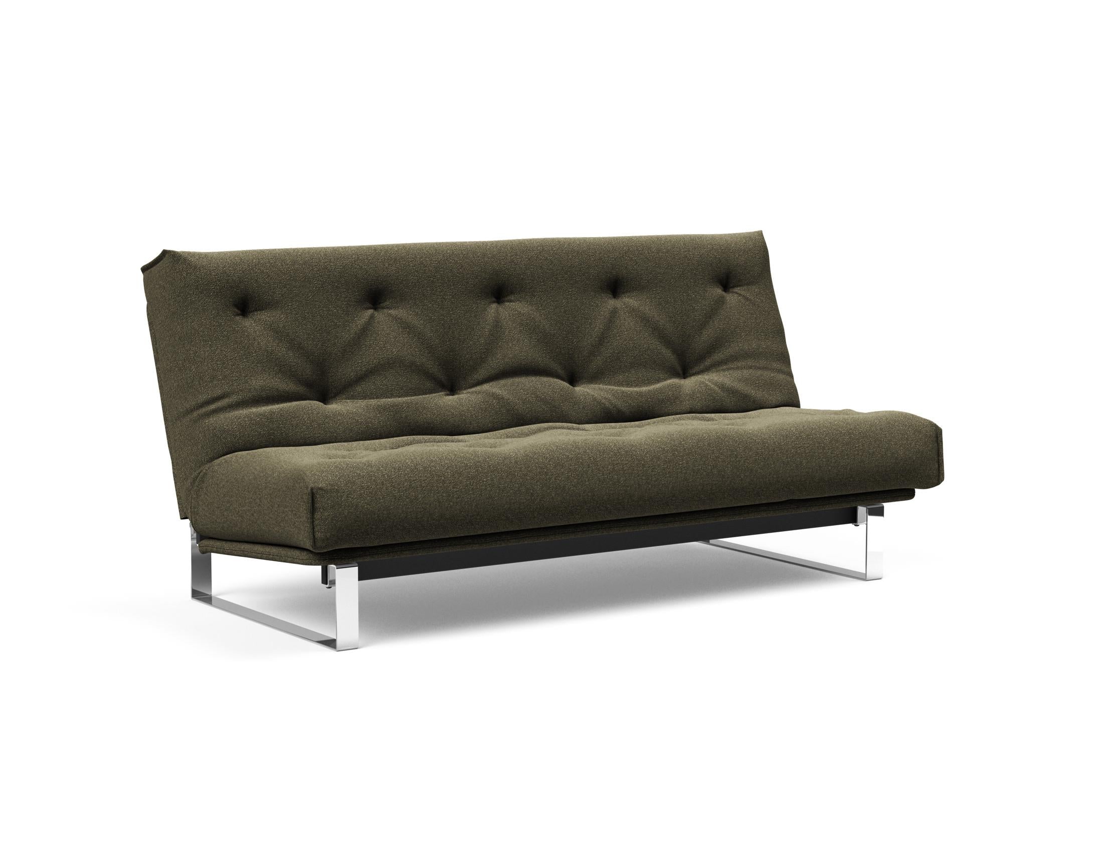 Entdecken Sie das Minimum Bettsofa 140 Nordic von Innovation Living: stilvolles Design, komfortable Soft Spring Matratze, perfekt für kompakte Wohnräume.