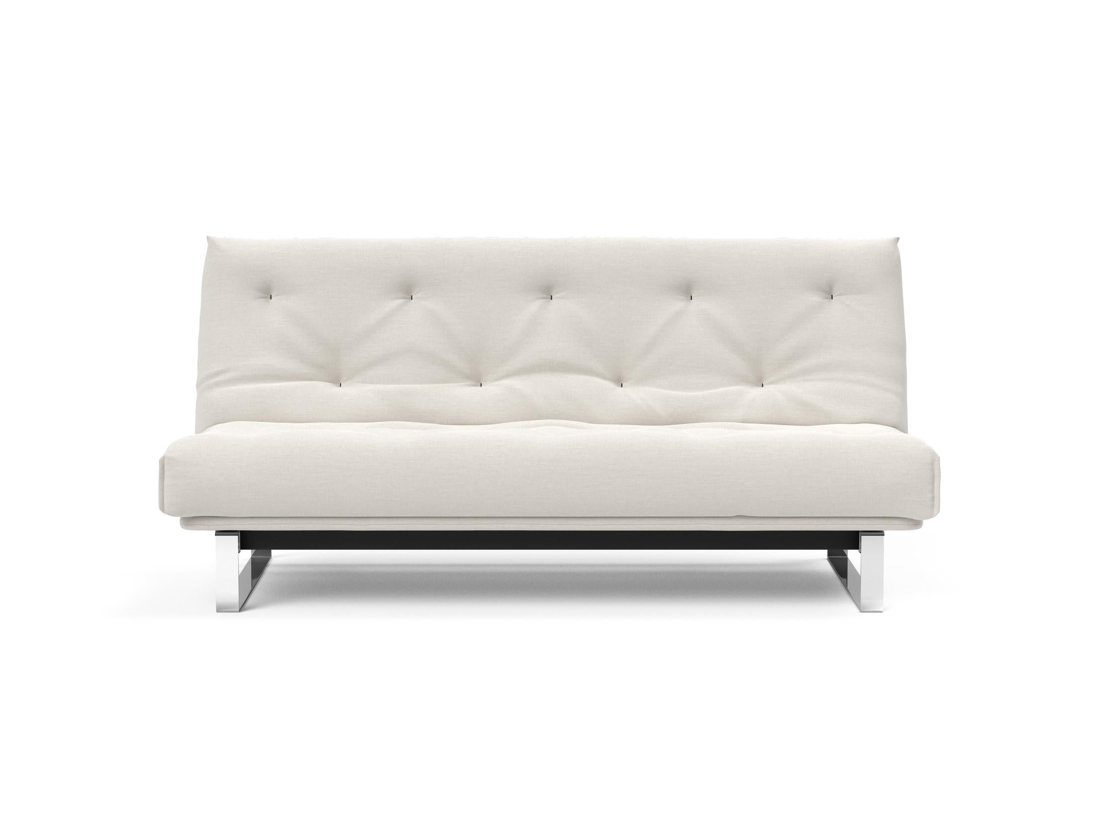 Entdecken Sie das Minimum Bettsofa 140 Nordic von Innovation Living: stilvolles Design, komfortable Soft Spring Matratze, perfekt für kompakte Wohnräume.
