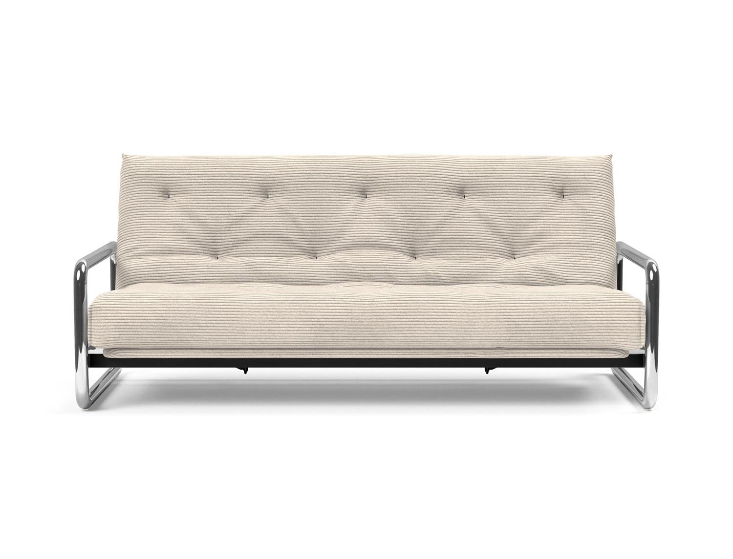 Entdecken Sie das Lomira Schlafsofa 140 Nordic von Innovation Living – stilvolles skandinavisches Design trifft auf höchsten Schlafkomfort mit Soft Spring Bezug.
