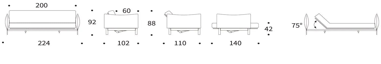 Entdecken Sie das Junus 140 Bettsofa Nordic von Innovation Living – eine perfekte Kombination aus modernem Stil und praktischer Schlafgelegenheit.