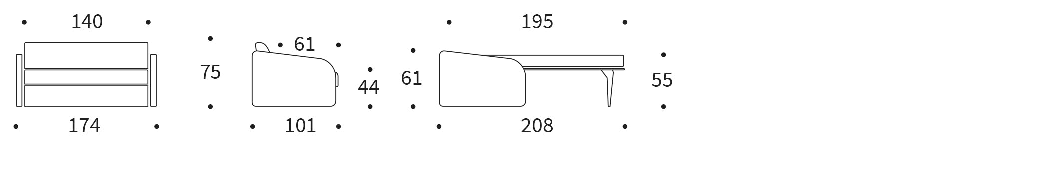 Entdecke das Eivor Klappsofa 140 von Innovation Living: stilvolles Design, hervorragender Schlafkomfort und pflegeleichter Bezug für kleine Räume.