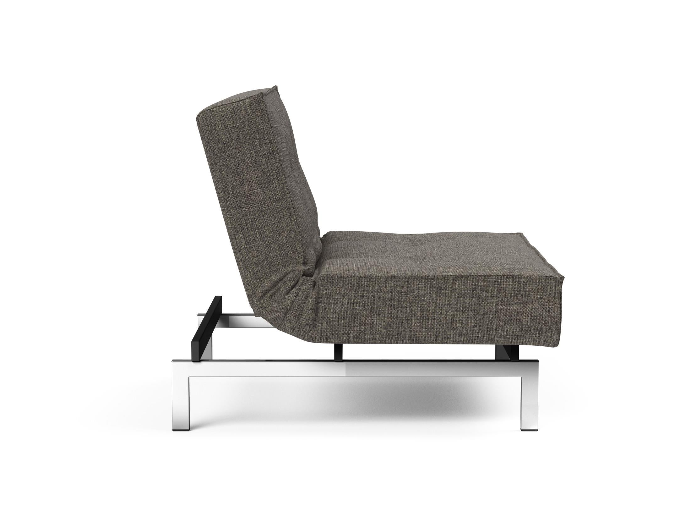 Erleben Sie den Splitback Chrome Sessel von Innovation Living – ein elegantes, flexibles Möbelstück mit modernem Design und praktischer Liegefunktion.