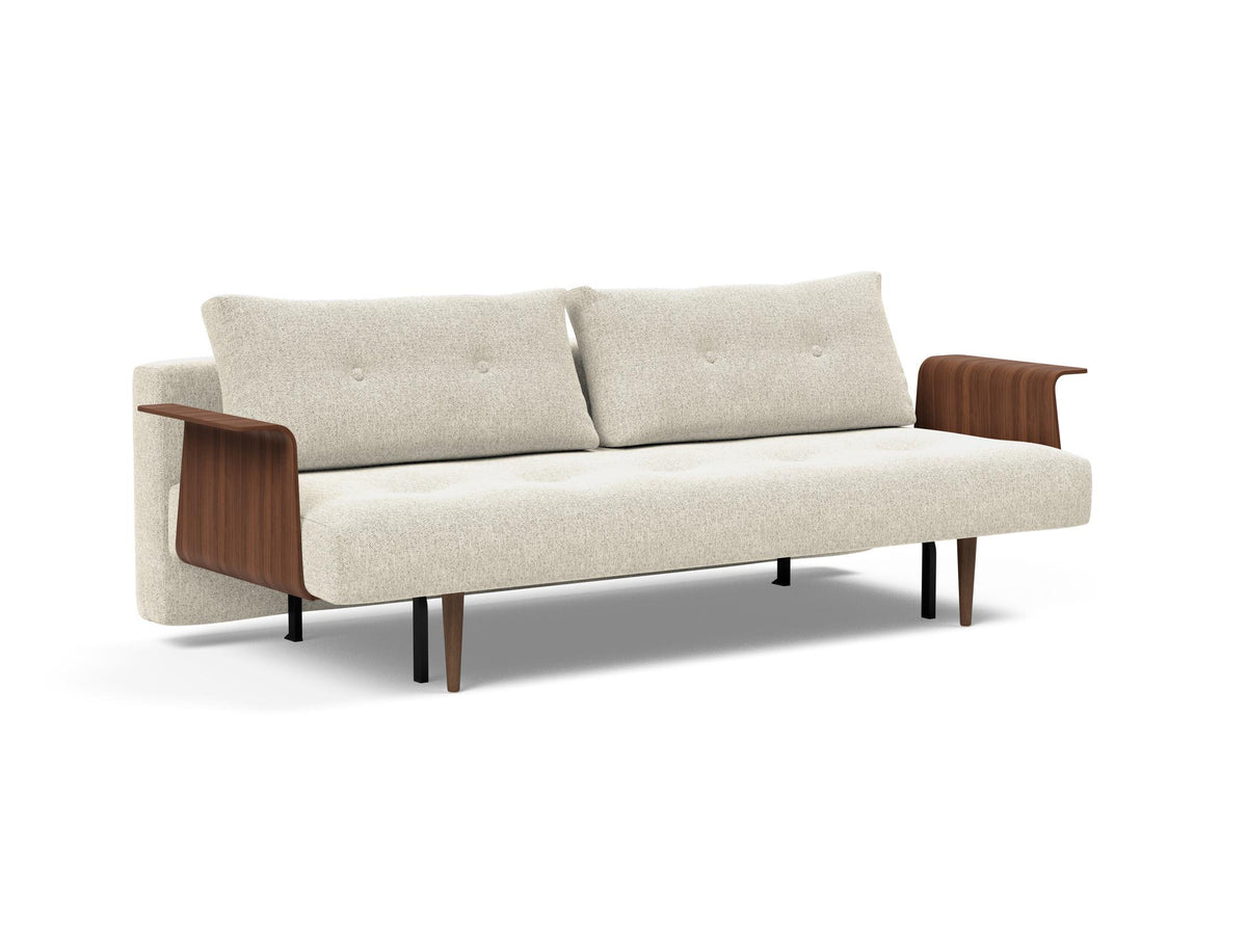 Recast Schlafsofa 140 Dunkel Styletto mit Armlehnen in 357 Taura Off White präsentiert im Onlineshop von KAQTU Design AG. Bettsofa ist von Innovation Living