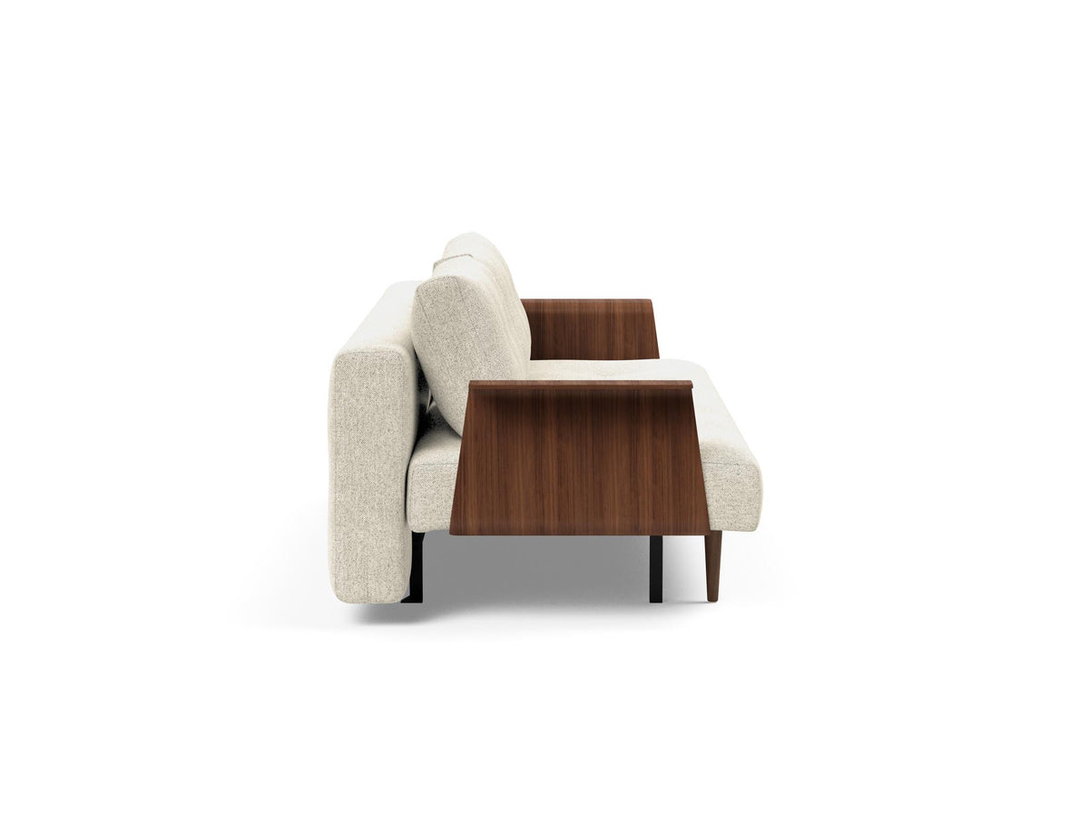 Recast Schlafsofa 140 Dunkel Styletto mit Armlehnen in 357 Taura Off White präsentiert im Onlineshop von KAQTU Design AG. Bettsofa ist von Innovation Living