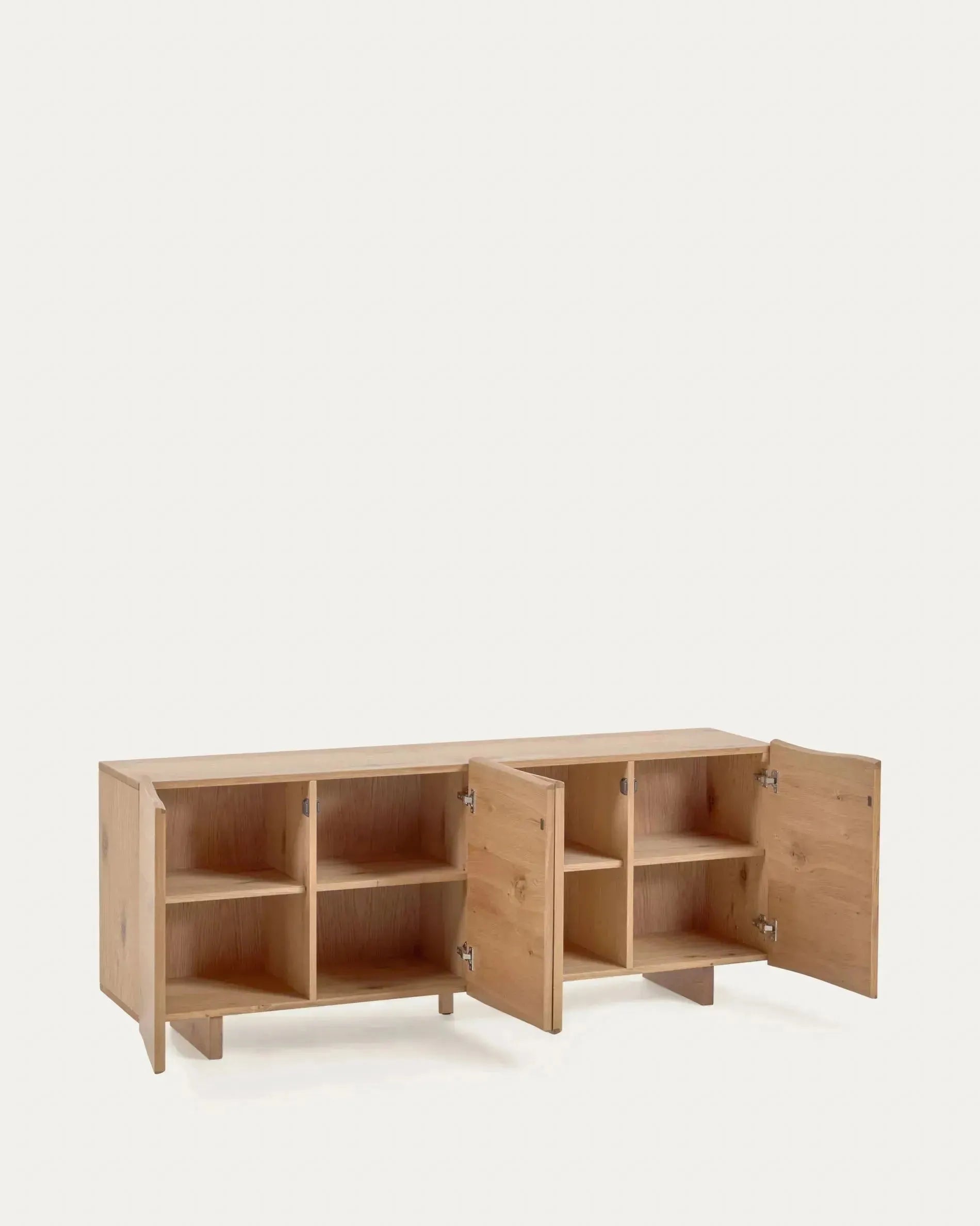 Elegantes Rasha Sideboard aus Eichenfurnier, 4 Türen, natürliches Finish, 180x71 cm, von Kave Home, stilvoll und funktional.