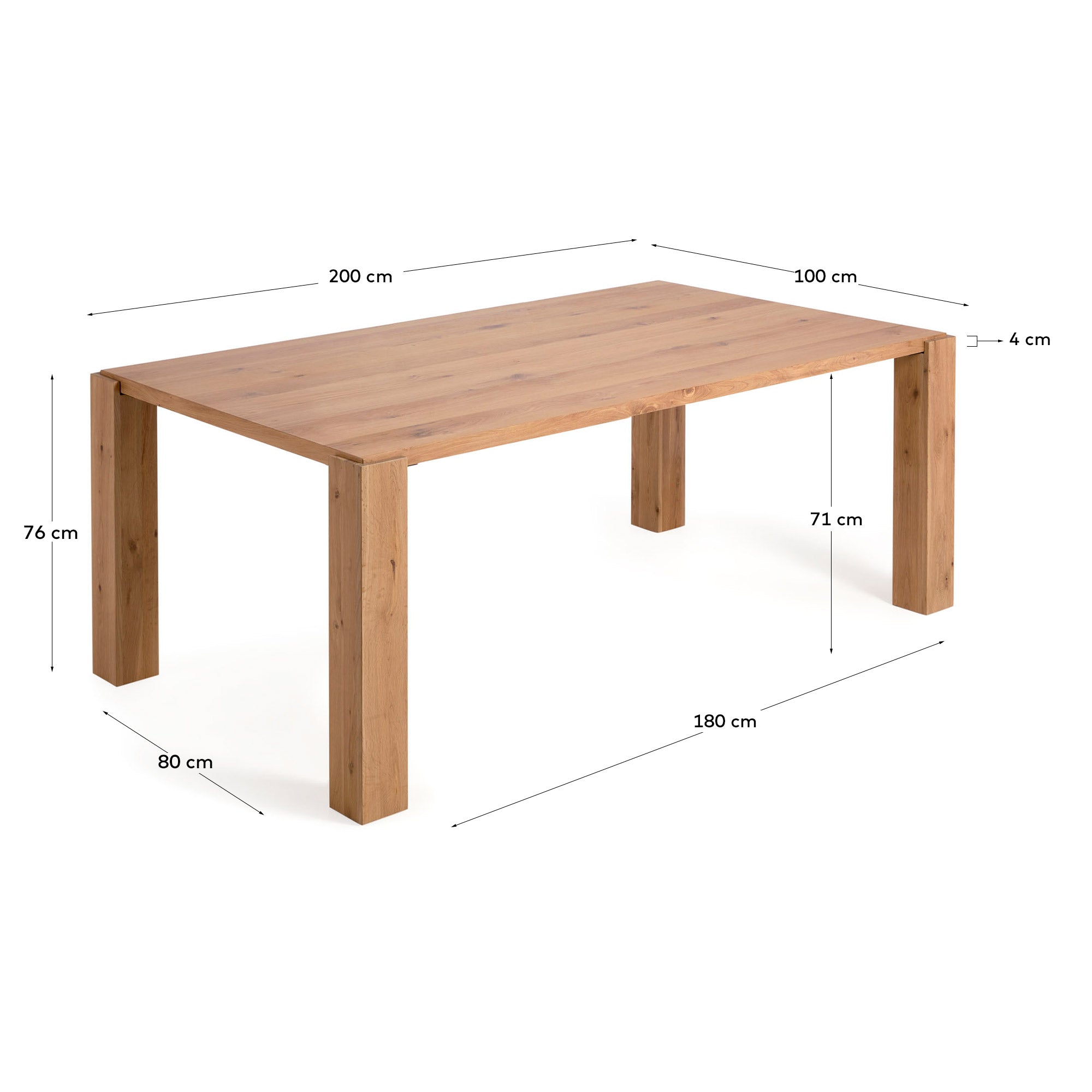 Eleganter Deyanira Tisch: Eichenfurnier, massive Eichenbeine, 200x100 cm, von Kave Home. Stilvoll und hochwertig für Ihr Zuhause.