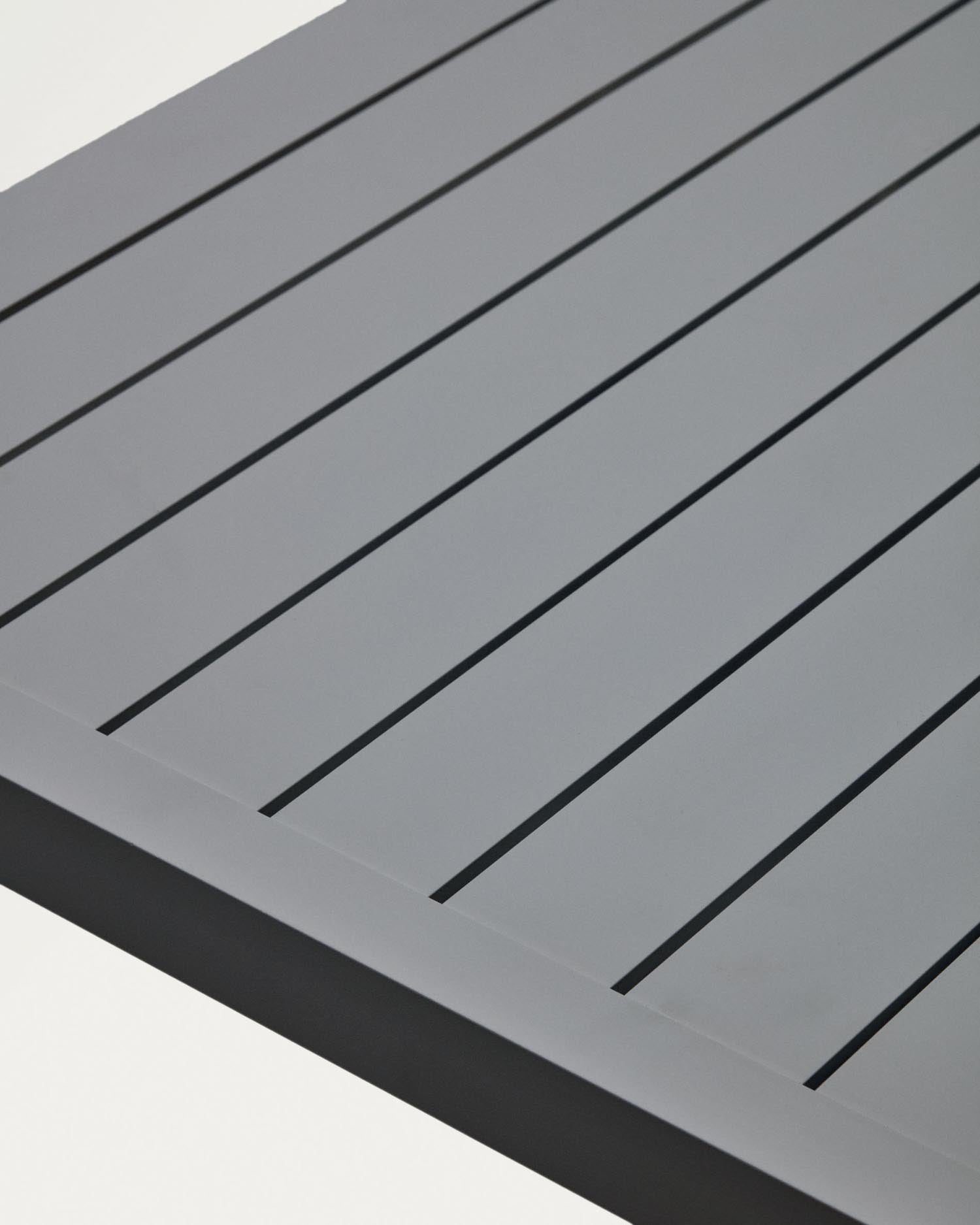 Eleganter Gartentisch aus Aluminium mit grauem Finish, 180x90 cm, langlebig und modern, perfekt für Terrasse oder Garten.