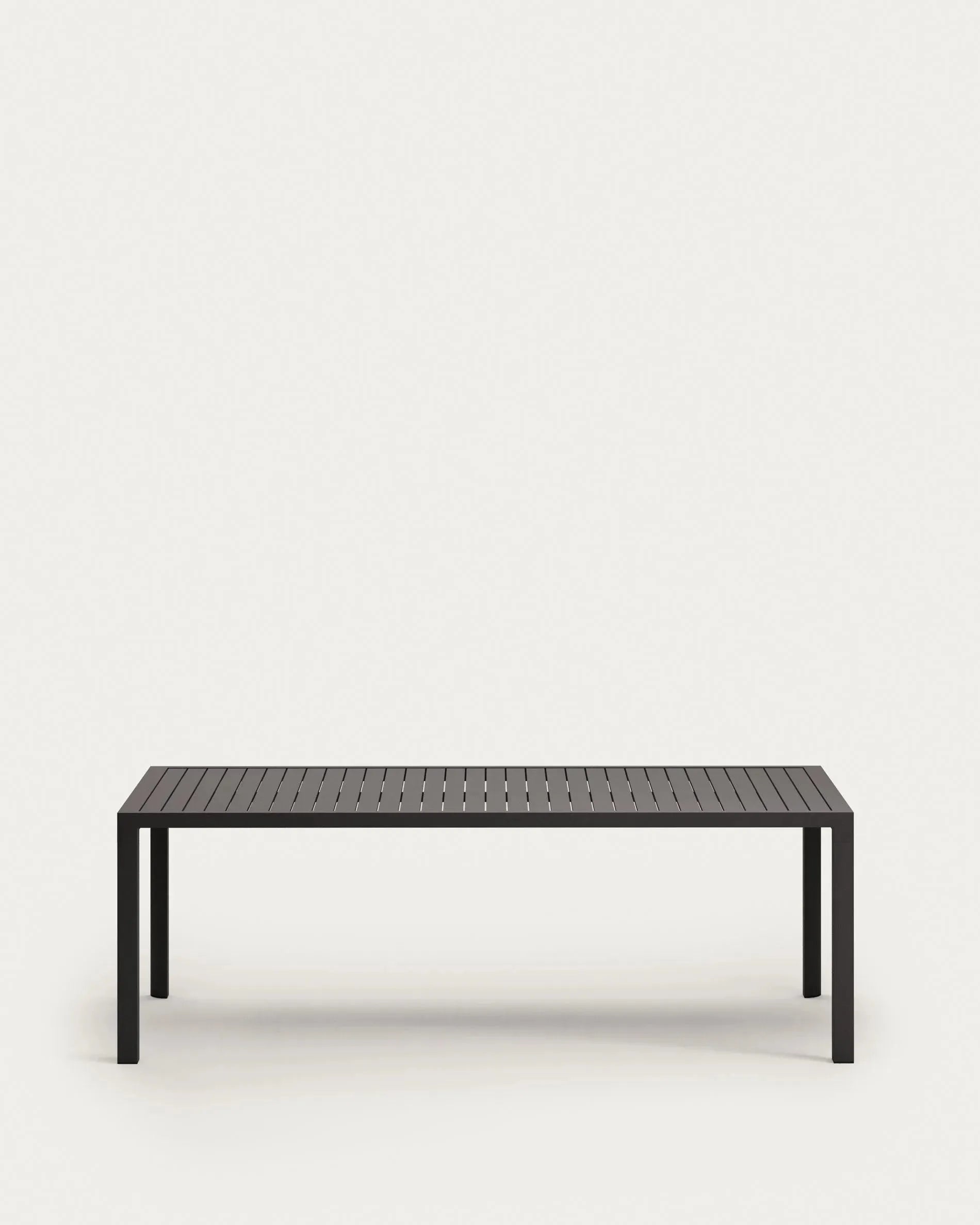 Moderner Gartentisch aus Aluminium, graues Finish, 220x100 cm, robust und stilvoll, ideal für den Außenbereich.